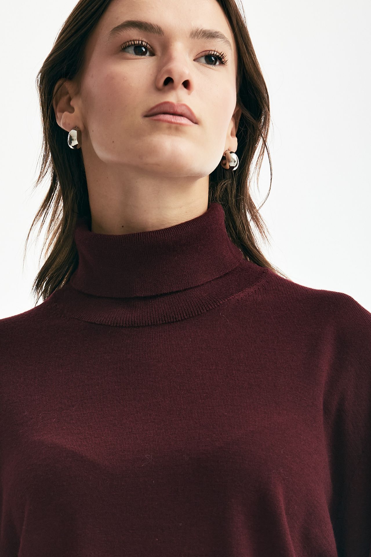 Maglia dolcevita bordeaux lana/cashmere