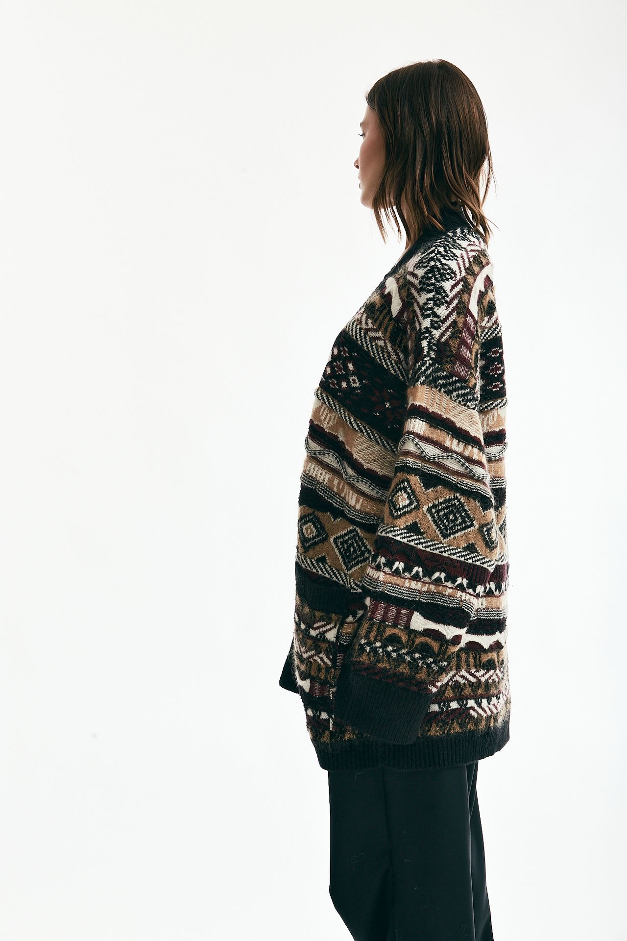 Cardigan jaquard over multicolor