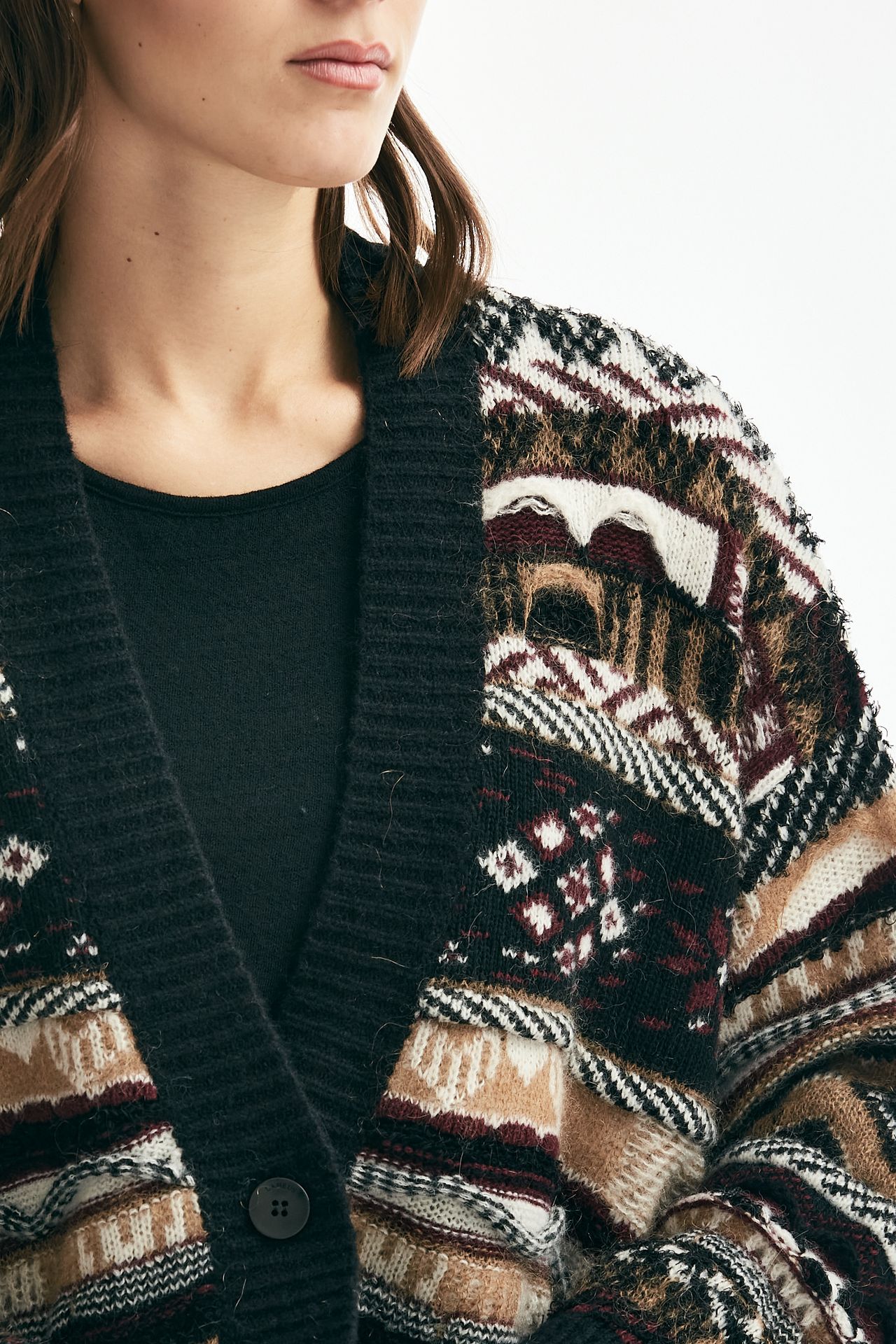 Cardigan jaquard over multicolor