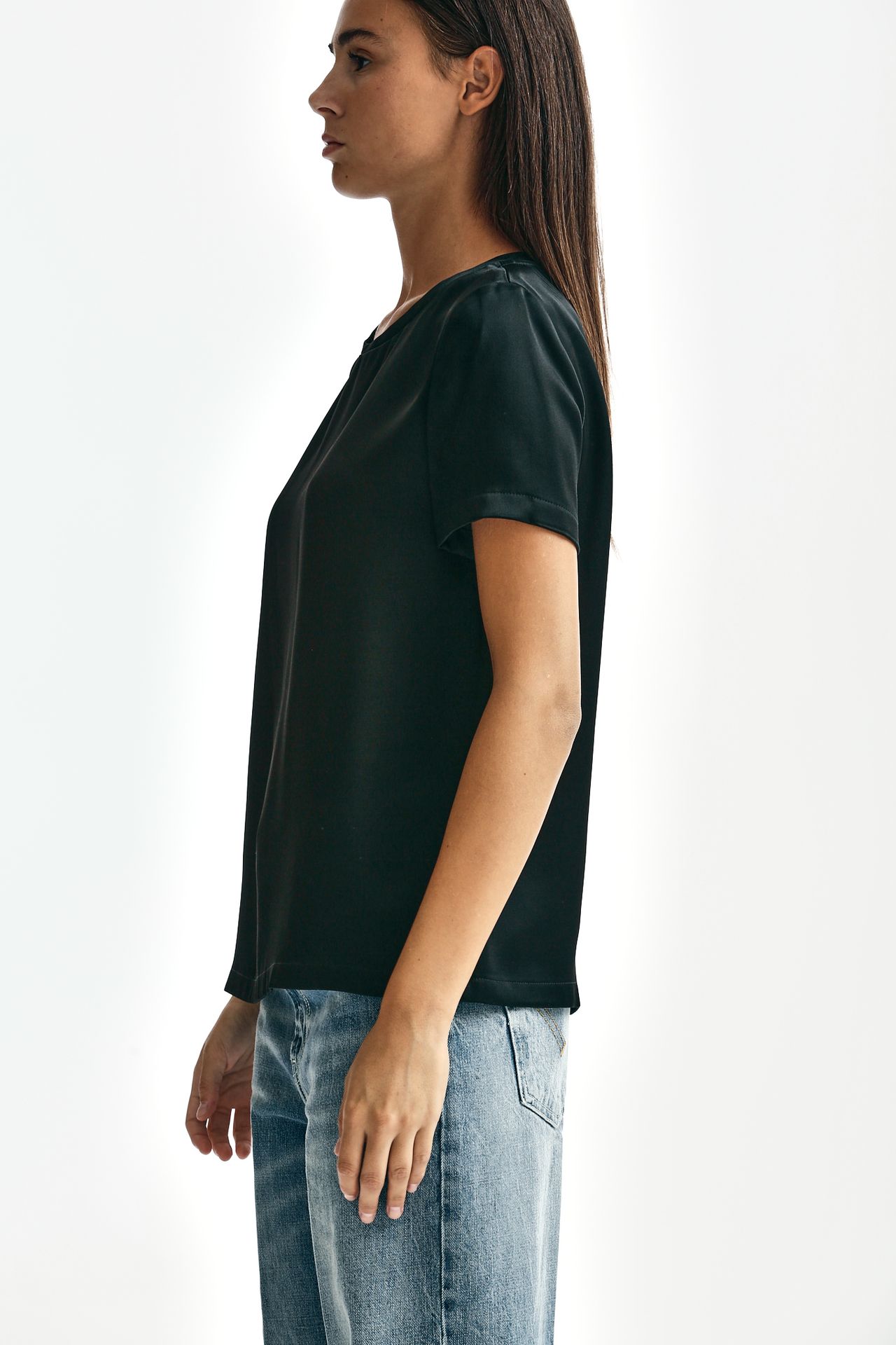 T-shirt in raso REBECCA nero