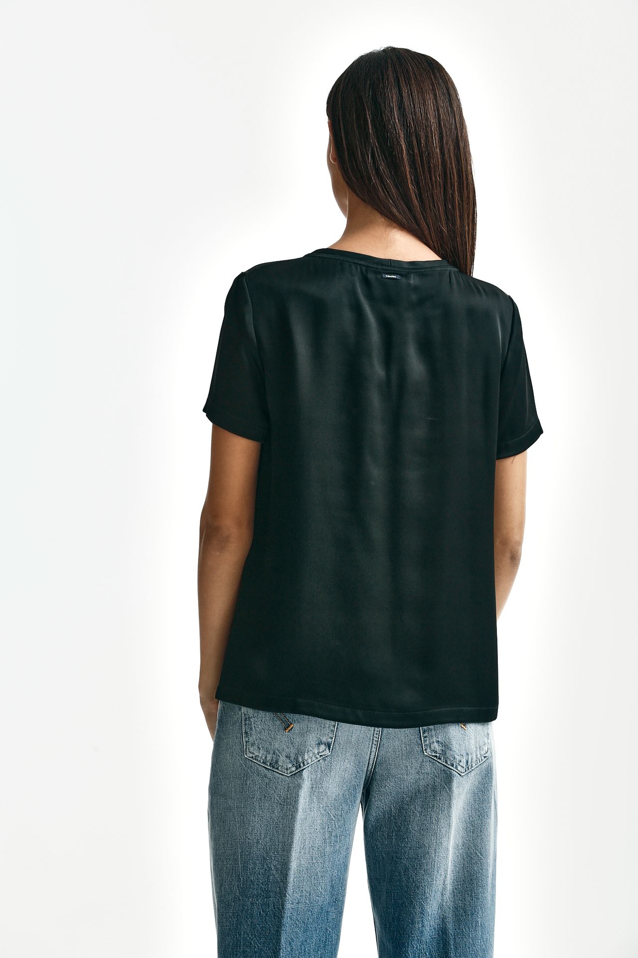 T-shirt in raso REBECCA nero