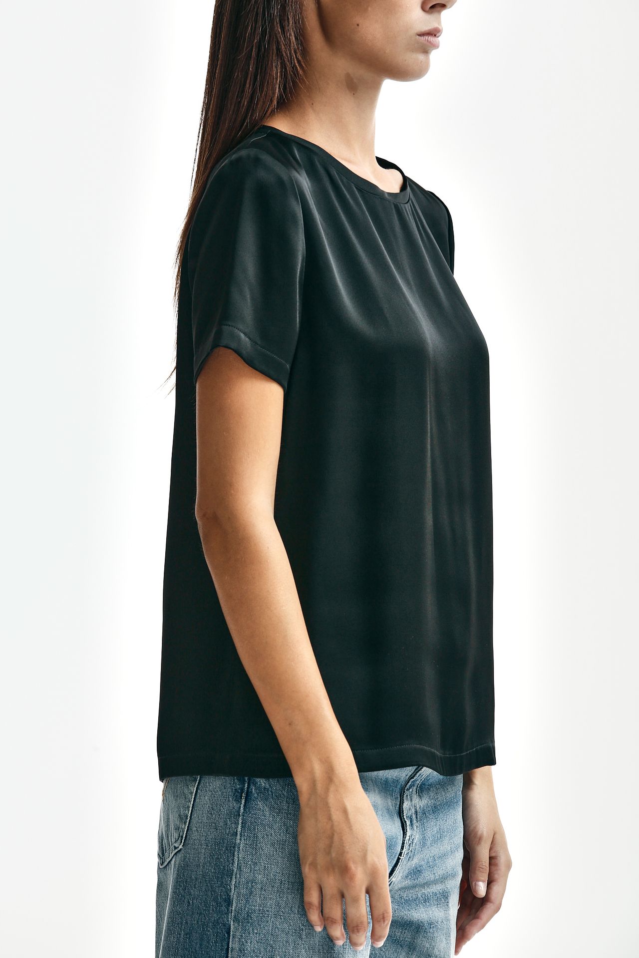 T-shirt in raso REBECCA nero