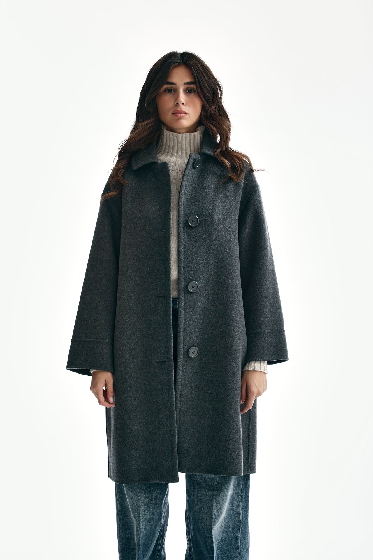 Cappotto monopetto KETCH in lana antracite