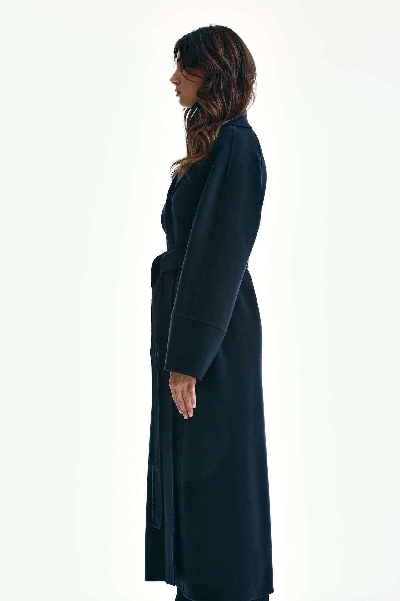 Cappotto lungo MALIKA in lana blu