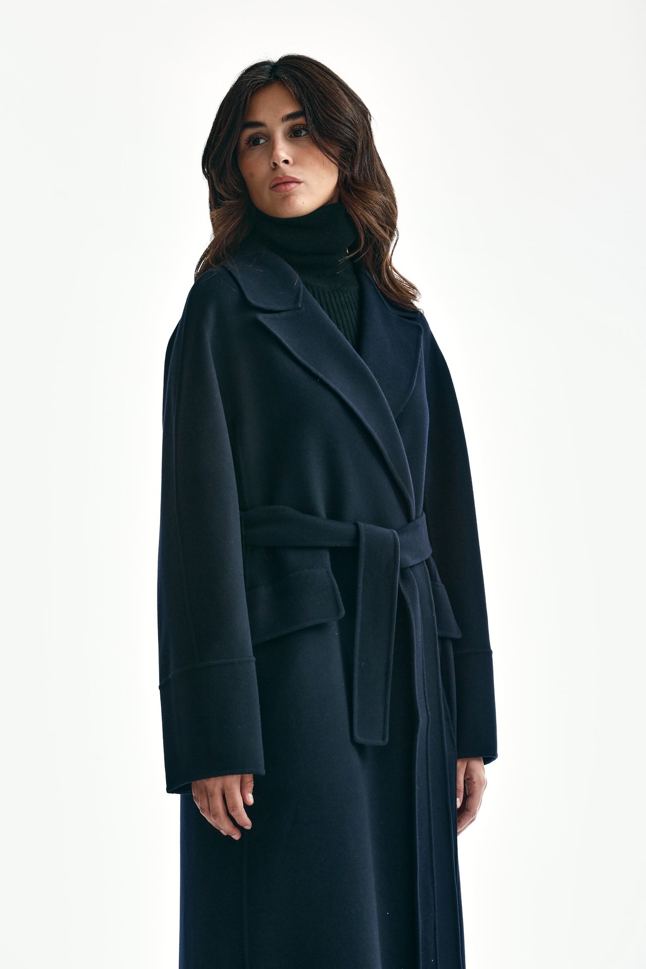 Cappotto lungo MALIKA in lana blu