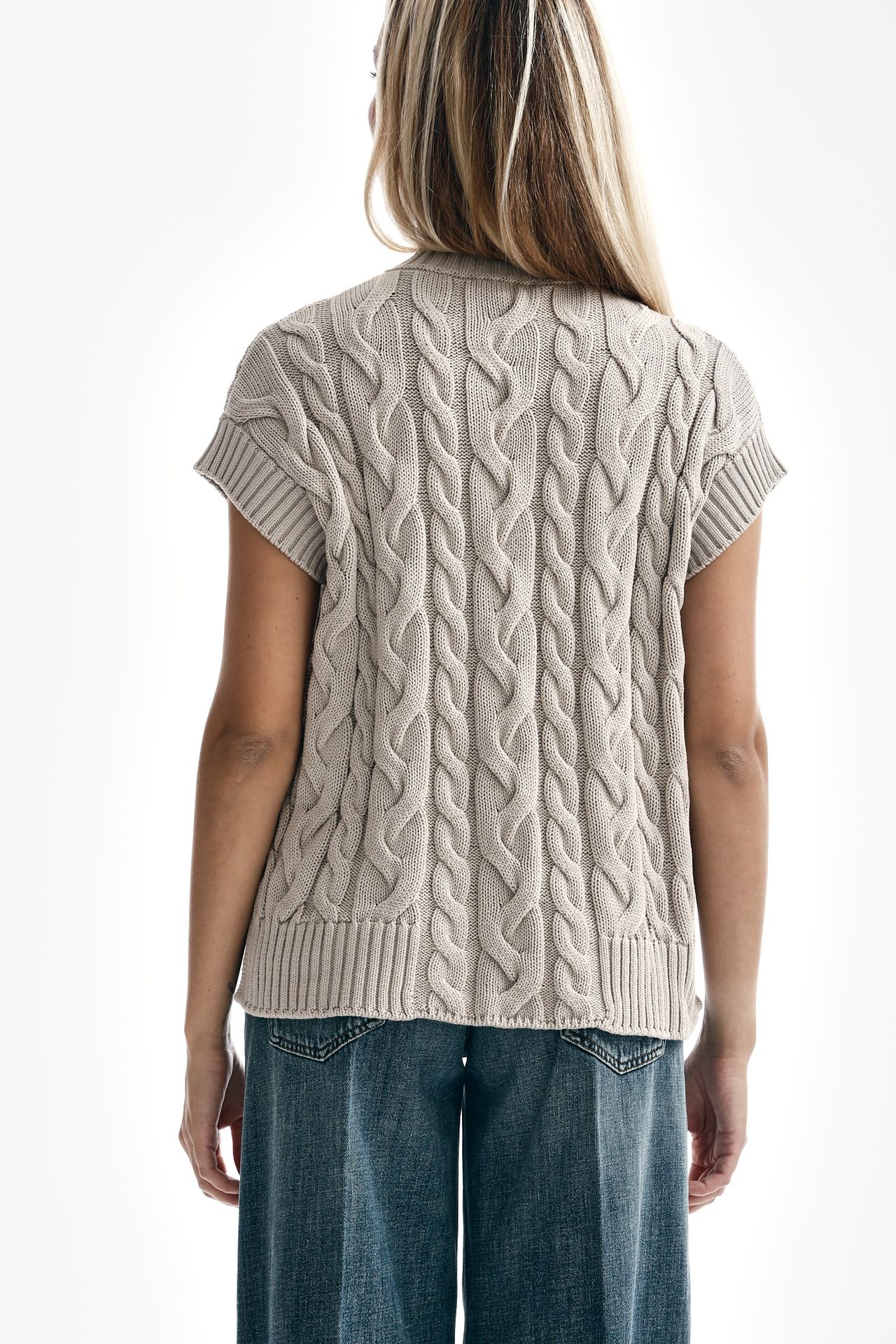 Gilet maglia ERIC in cotone ecru