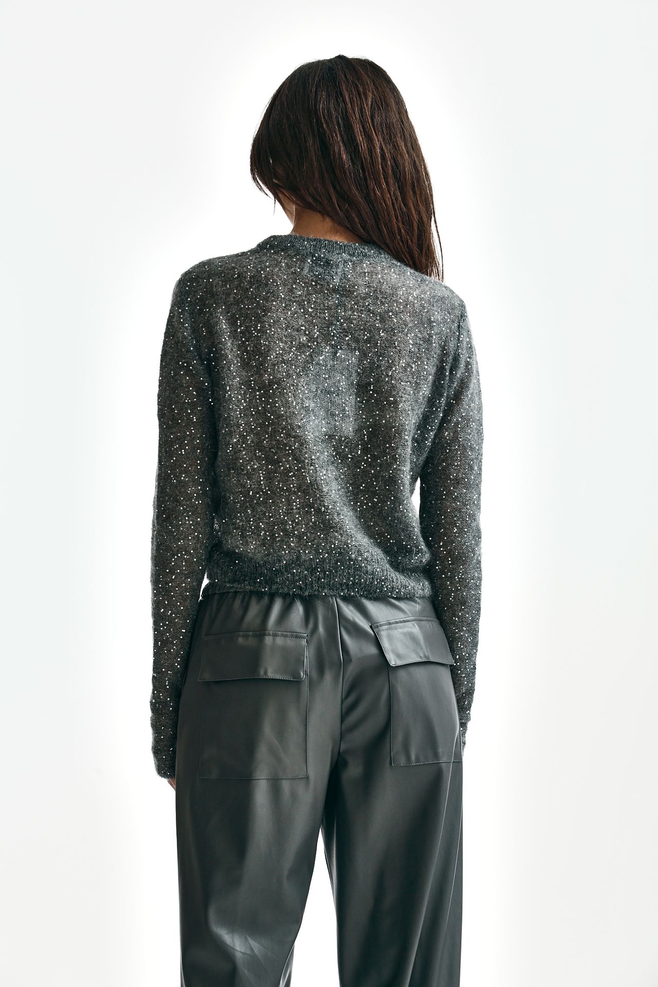 Maglia micropaillettes grigio