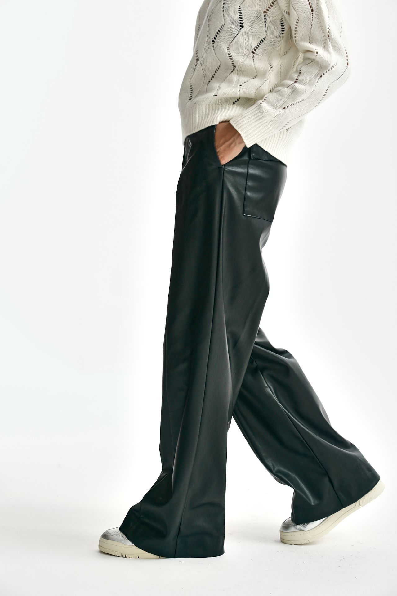 Pantalone in ecopelle nero