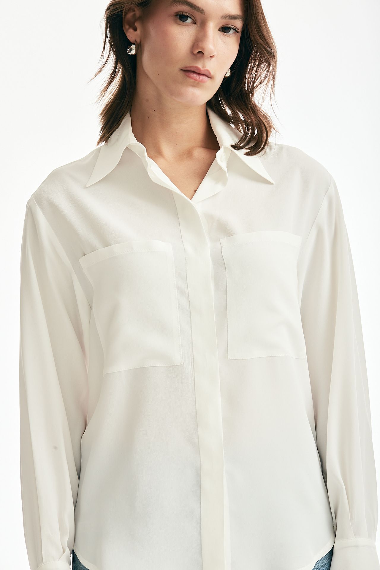 Camicia in misto seta bianco