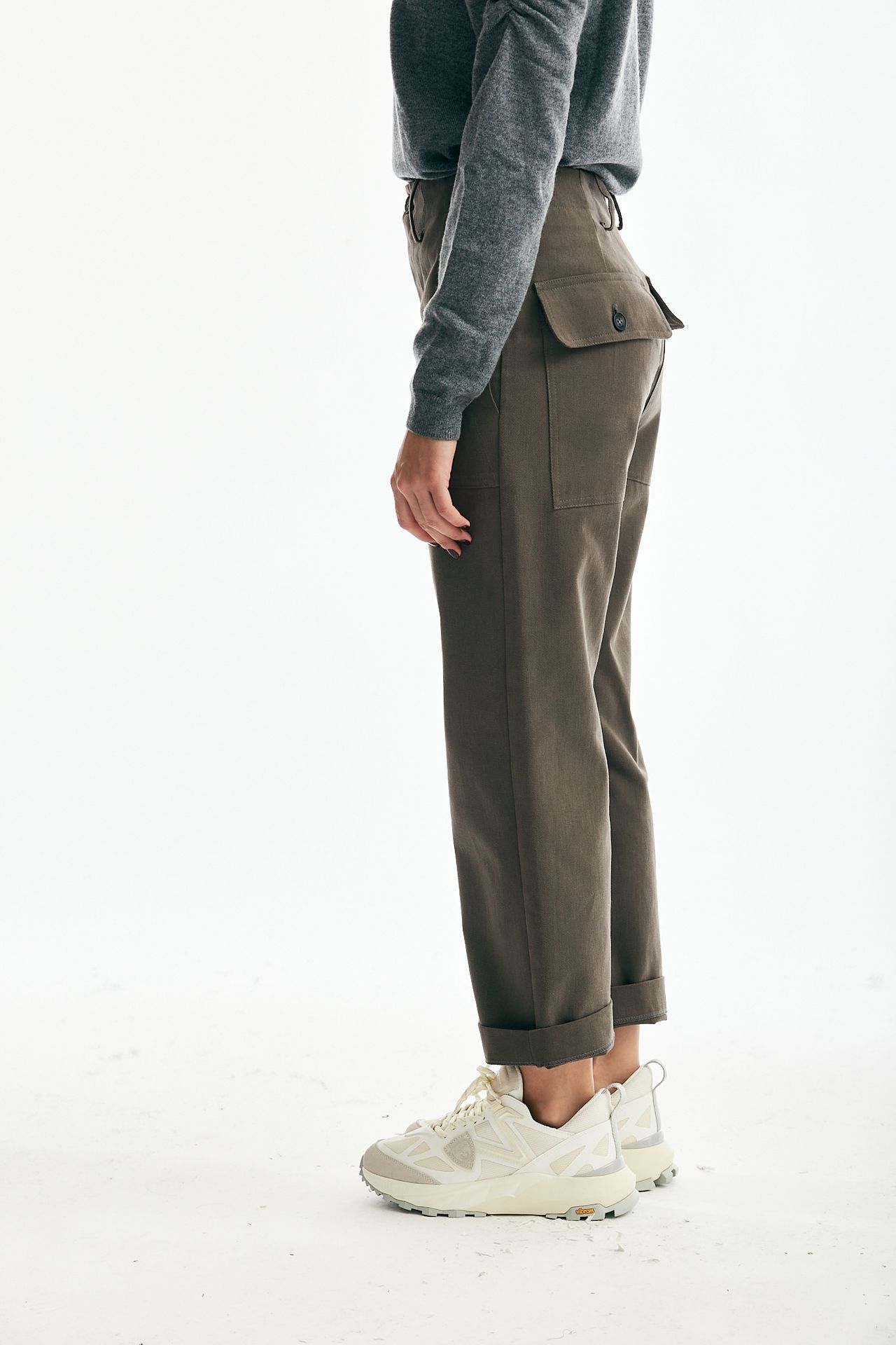 Pantalone in cotone fango