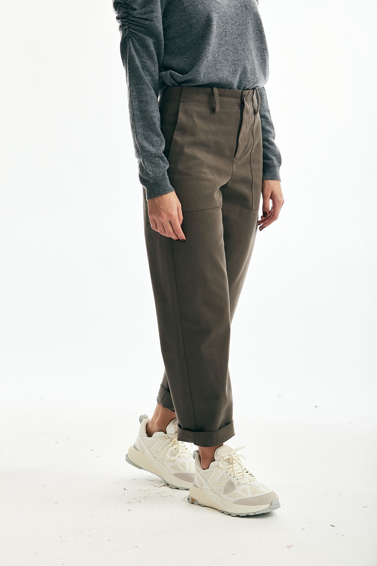 Pantalone in cotone fango