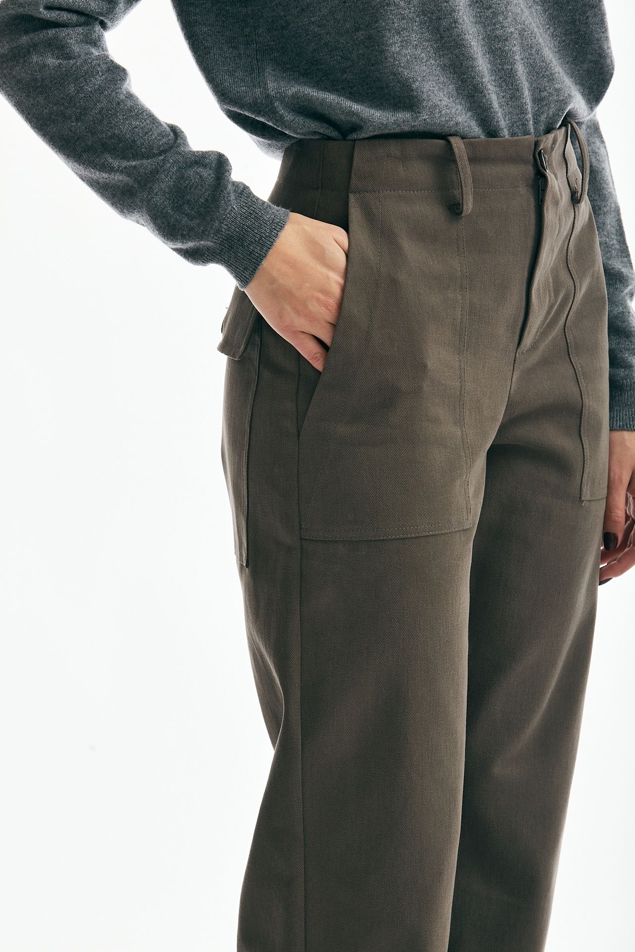 Pantalone in cotone fango