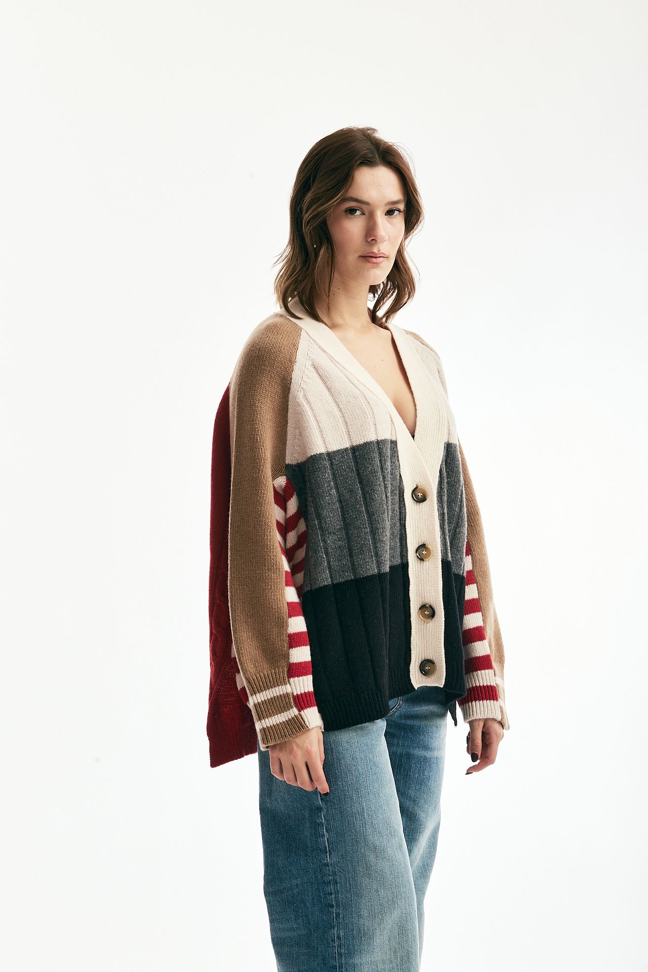 Cardigan over patchwork fantasia