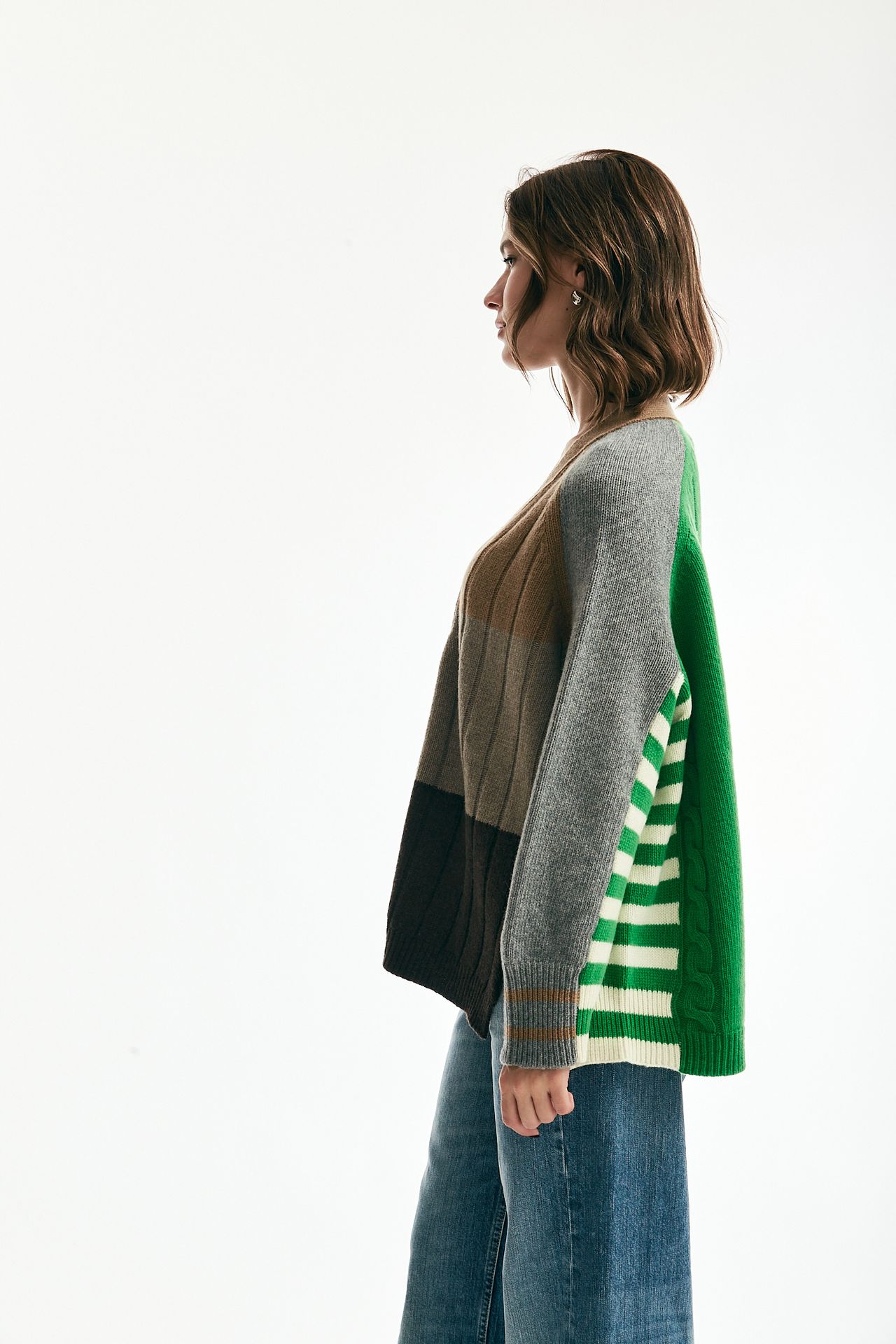 Cardigan over patchwork fantasia verde