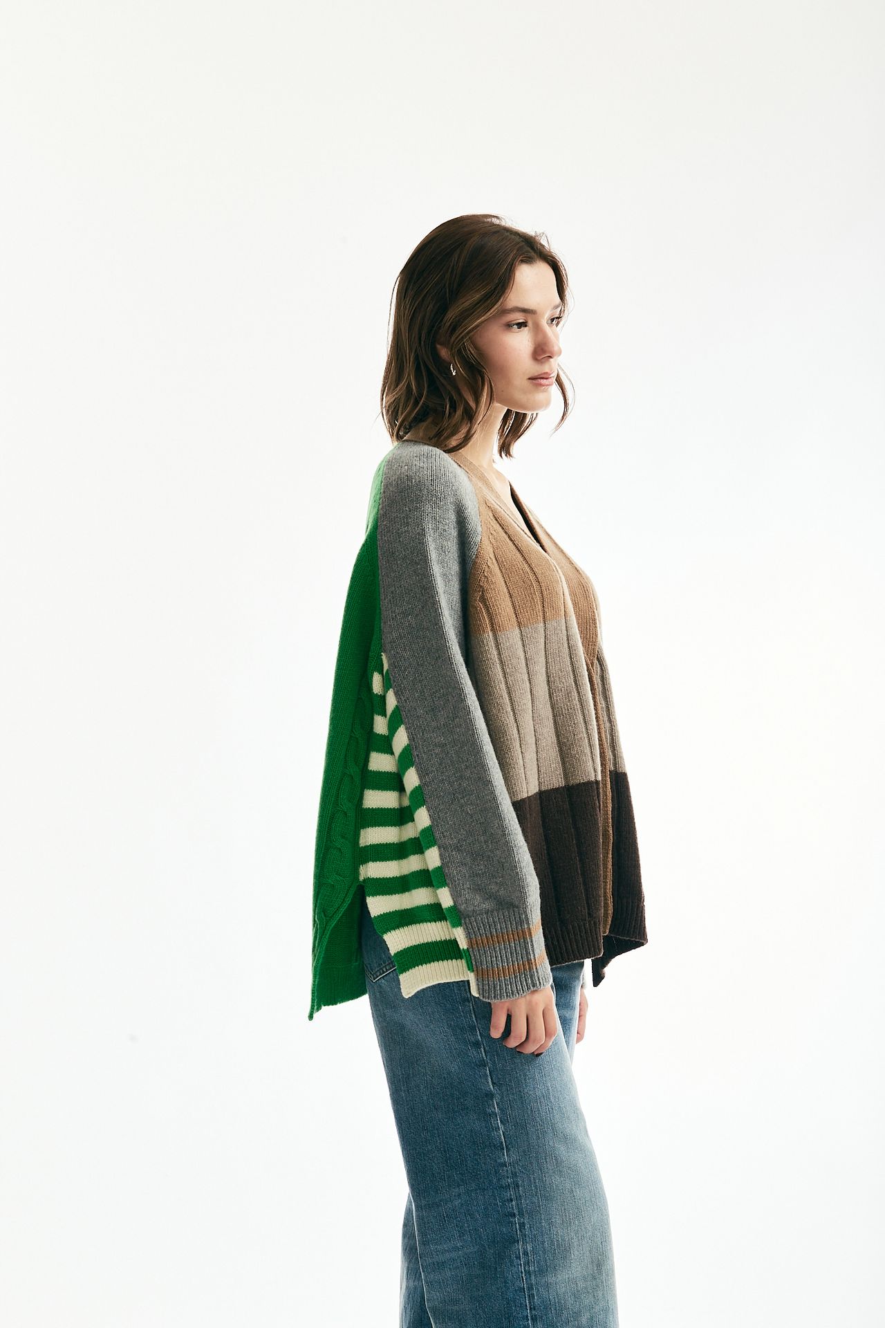 Cardigan over patchwork fantasia verde