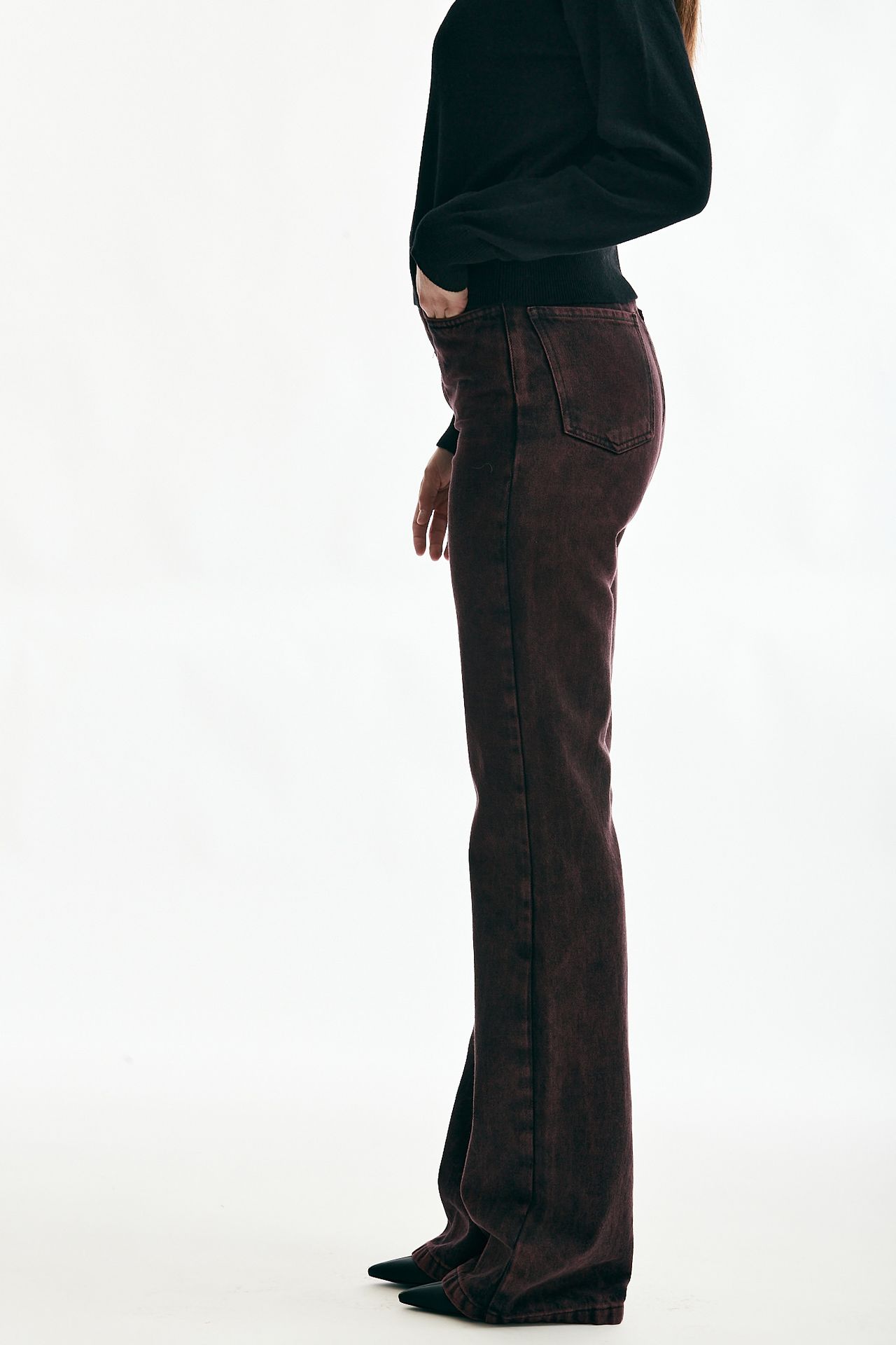 Jeans wide leg bordeaux