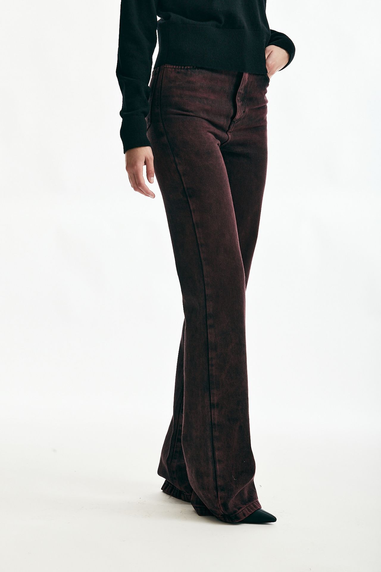 Jeans wide leg bordeaux