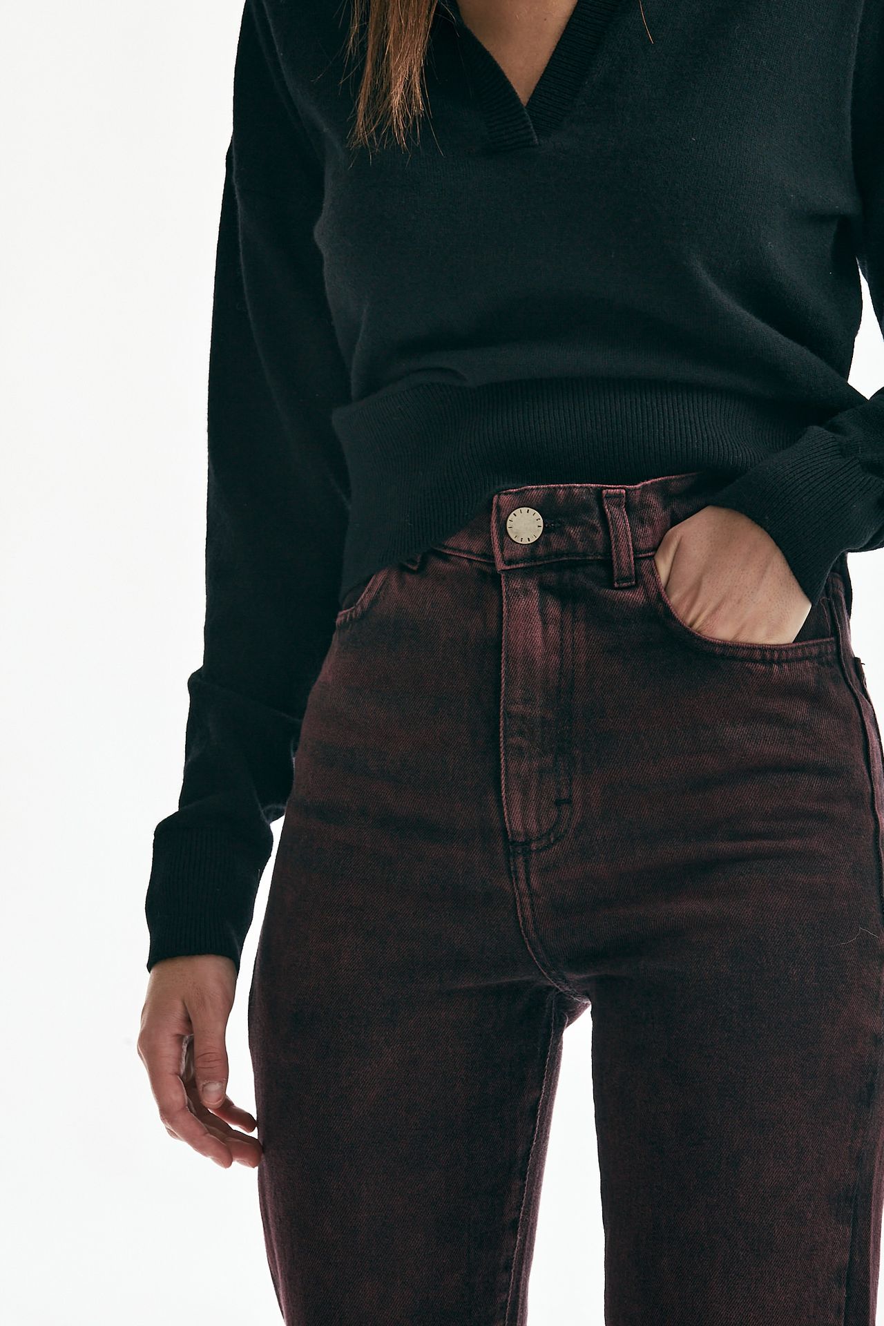 Jeans wide leg bordeaux