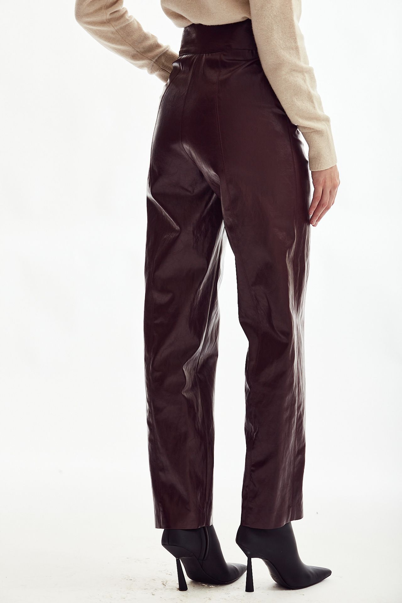 Pantalone in eco-pelle bordeaux