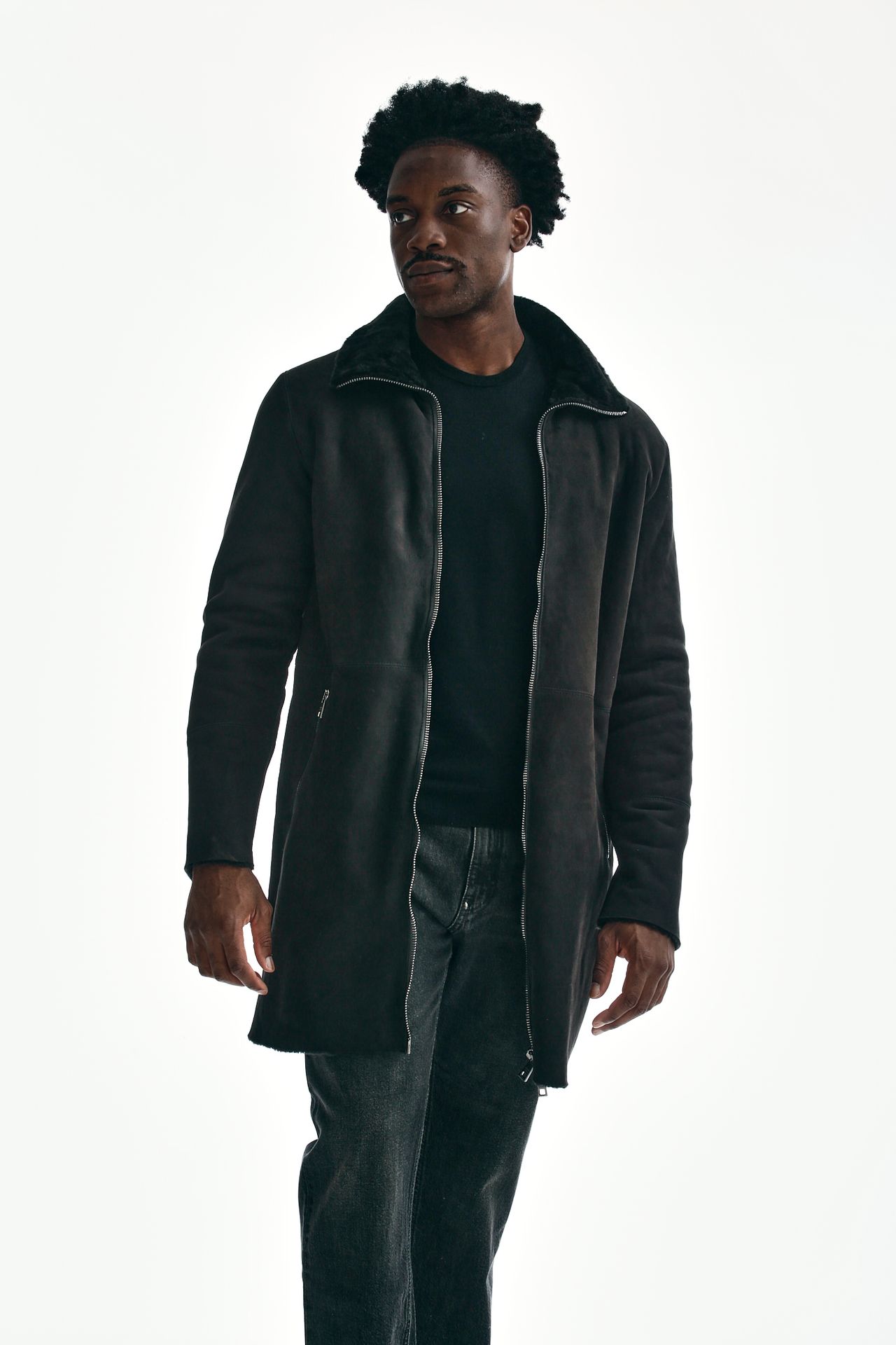 Cappotto in shearling nero