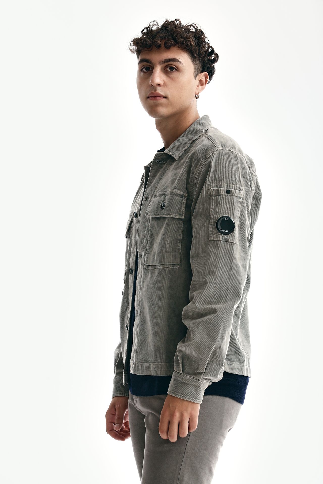 Overshirt CORDUROY BUTTONED UTILITY ghiaccio