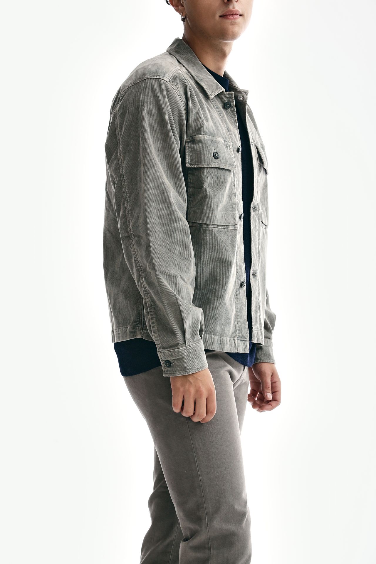 Overshirt CORDUROY BUTTONED UTILITY ghiaccio