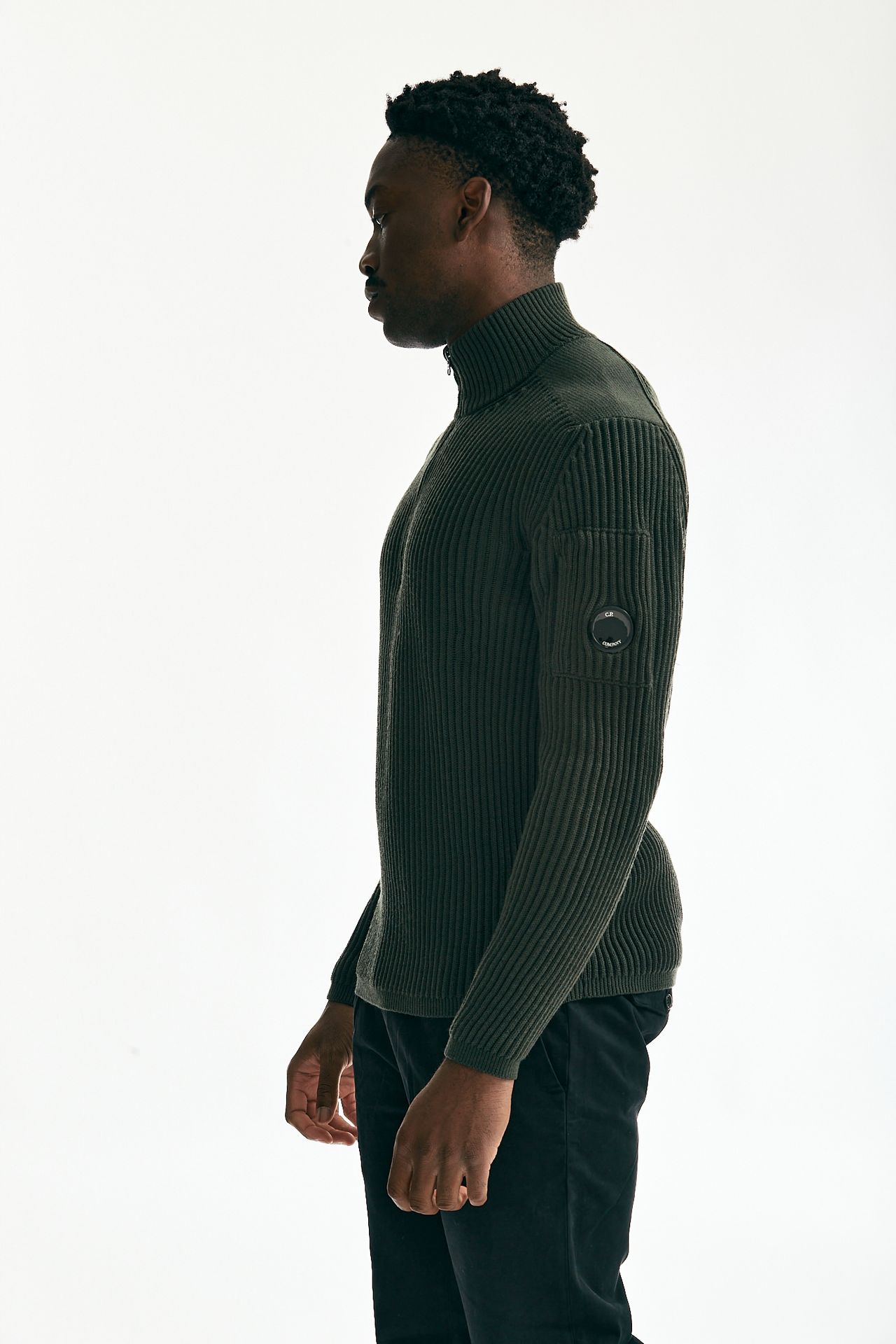 Maglione RE-WOOL HALF ZIP KNIT verdone