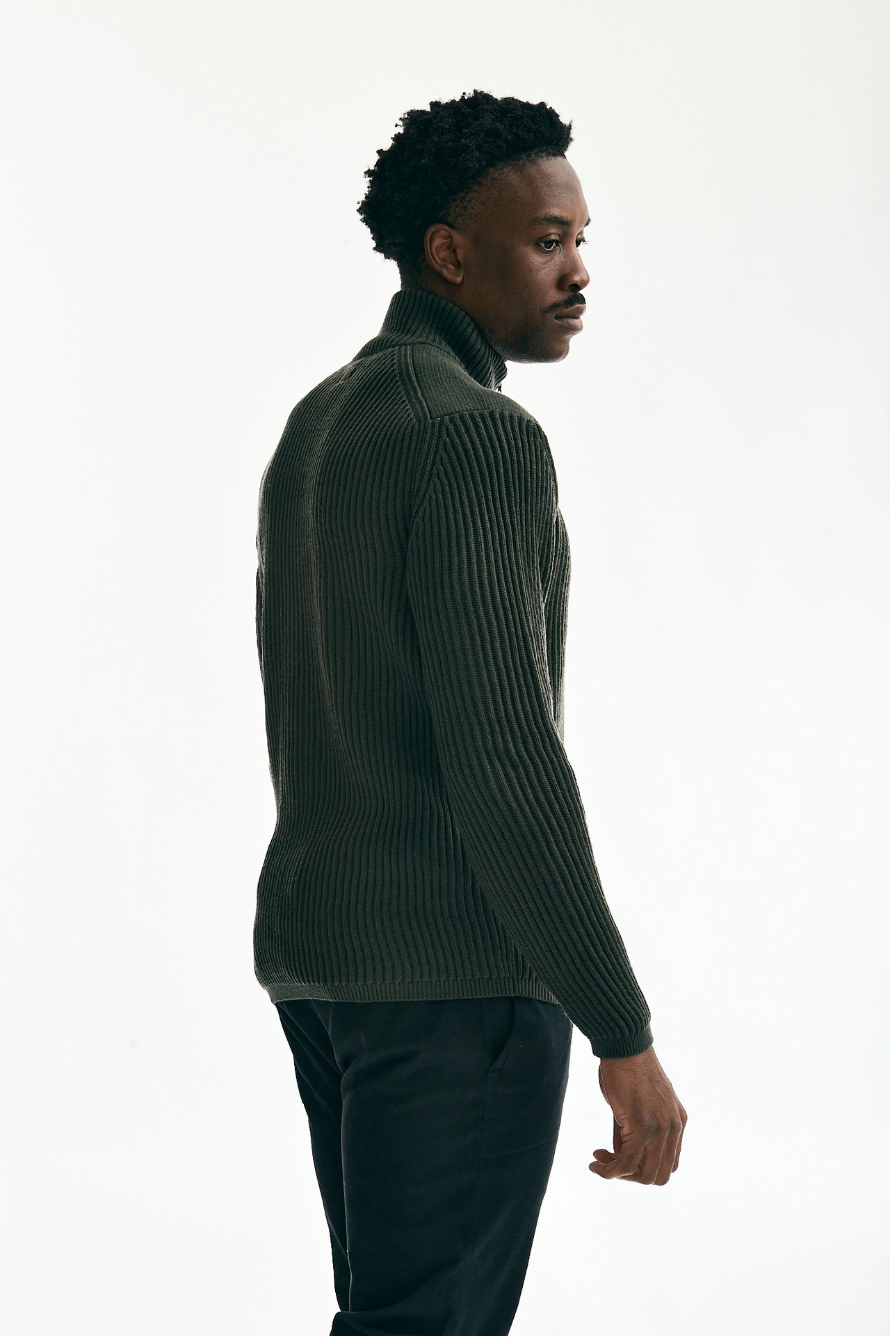 Maglione RE-WOOL HALF ZIP KNIT verdone