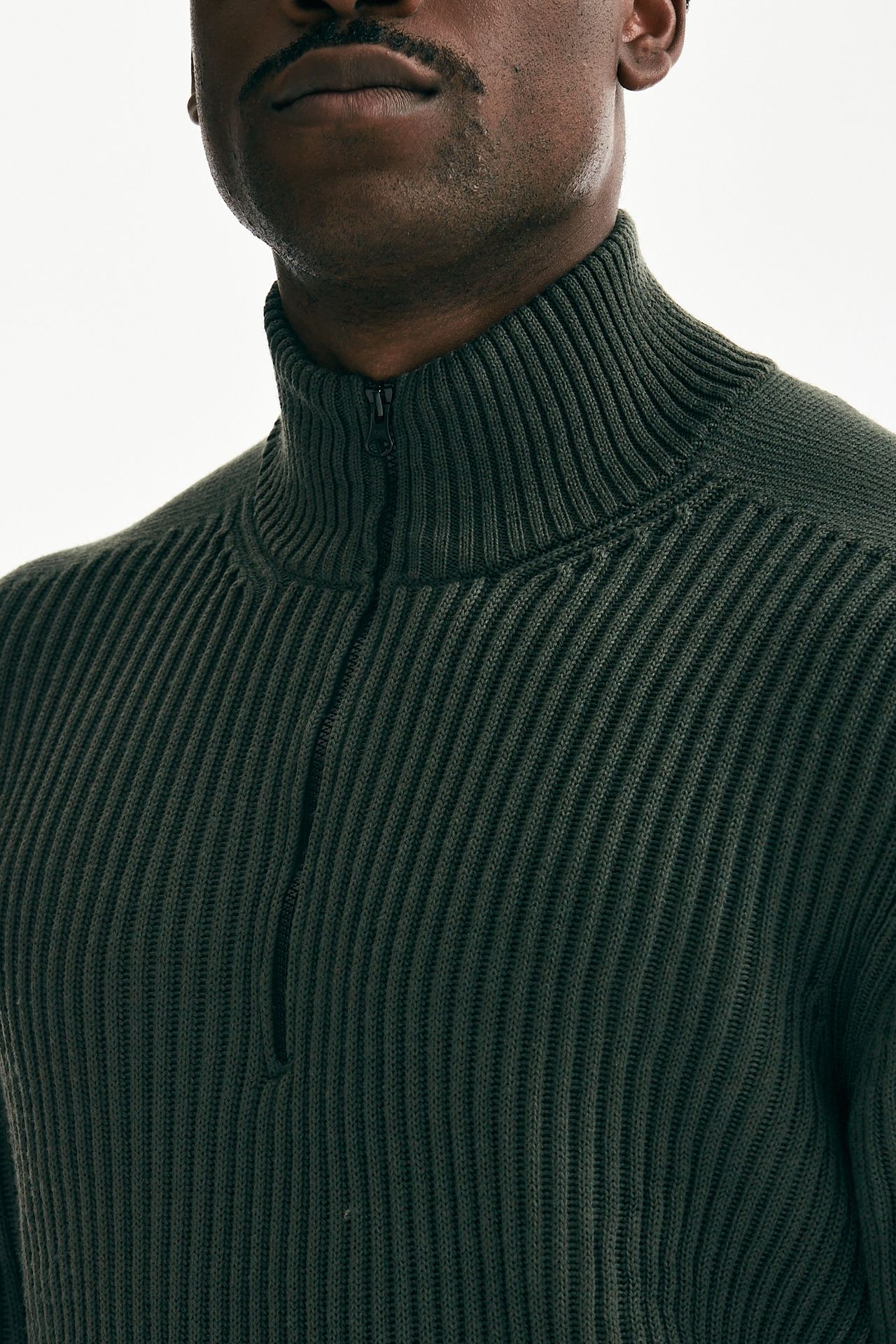 Maglione RE-WOOL HALF ZIP KNIT verdone