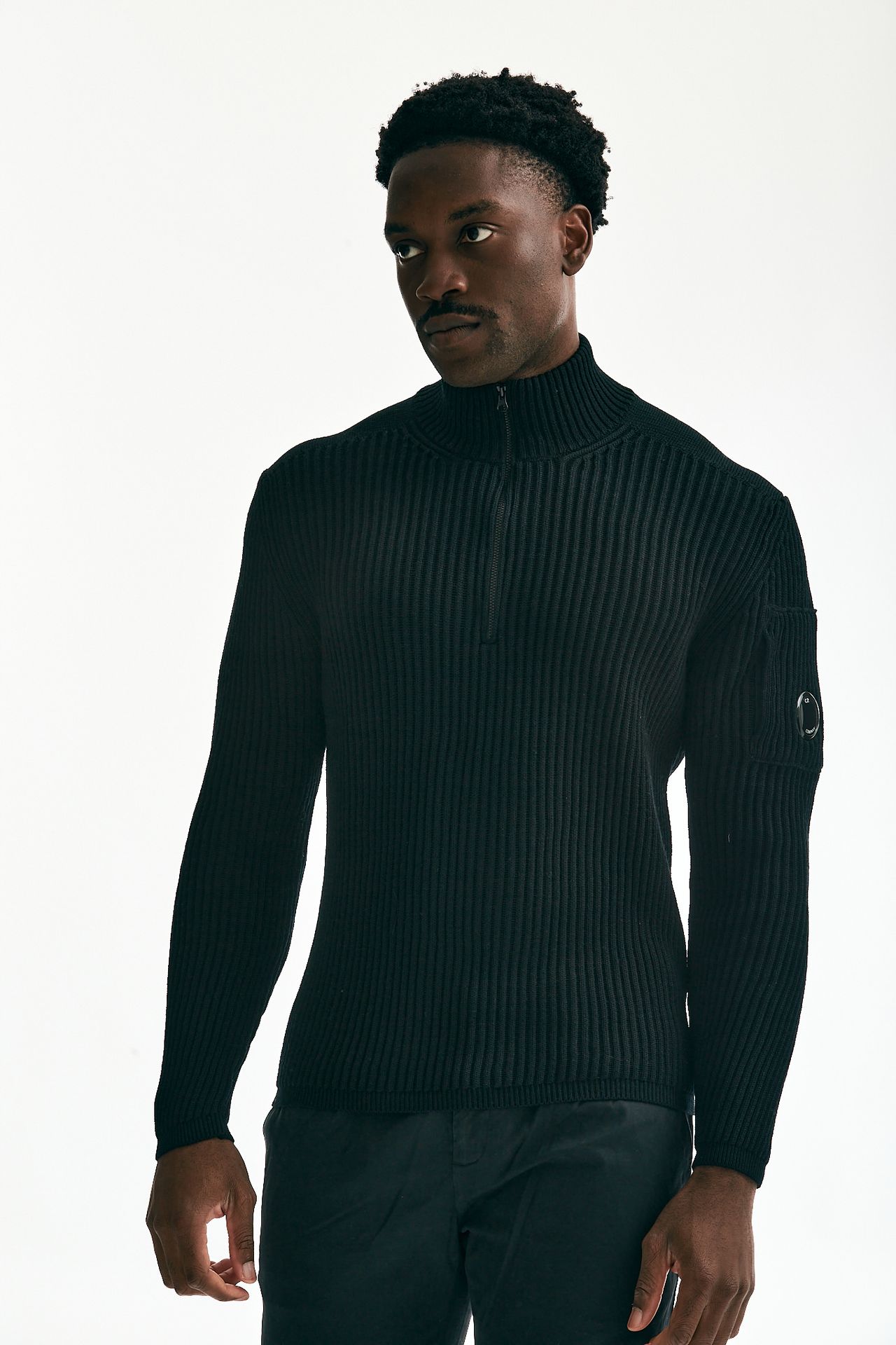 Maglia RE-WOOL HALF ZIP KNIT nero