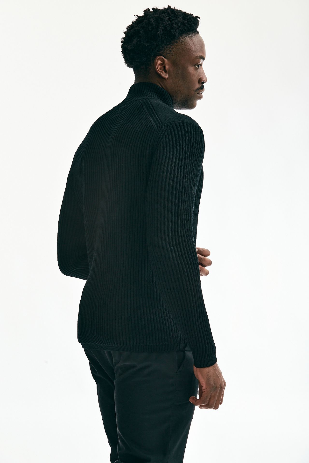 Maglia RE-WOOL HALF ZIP KNIT nero