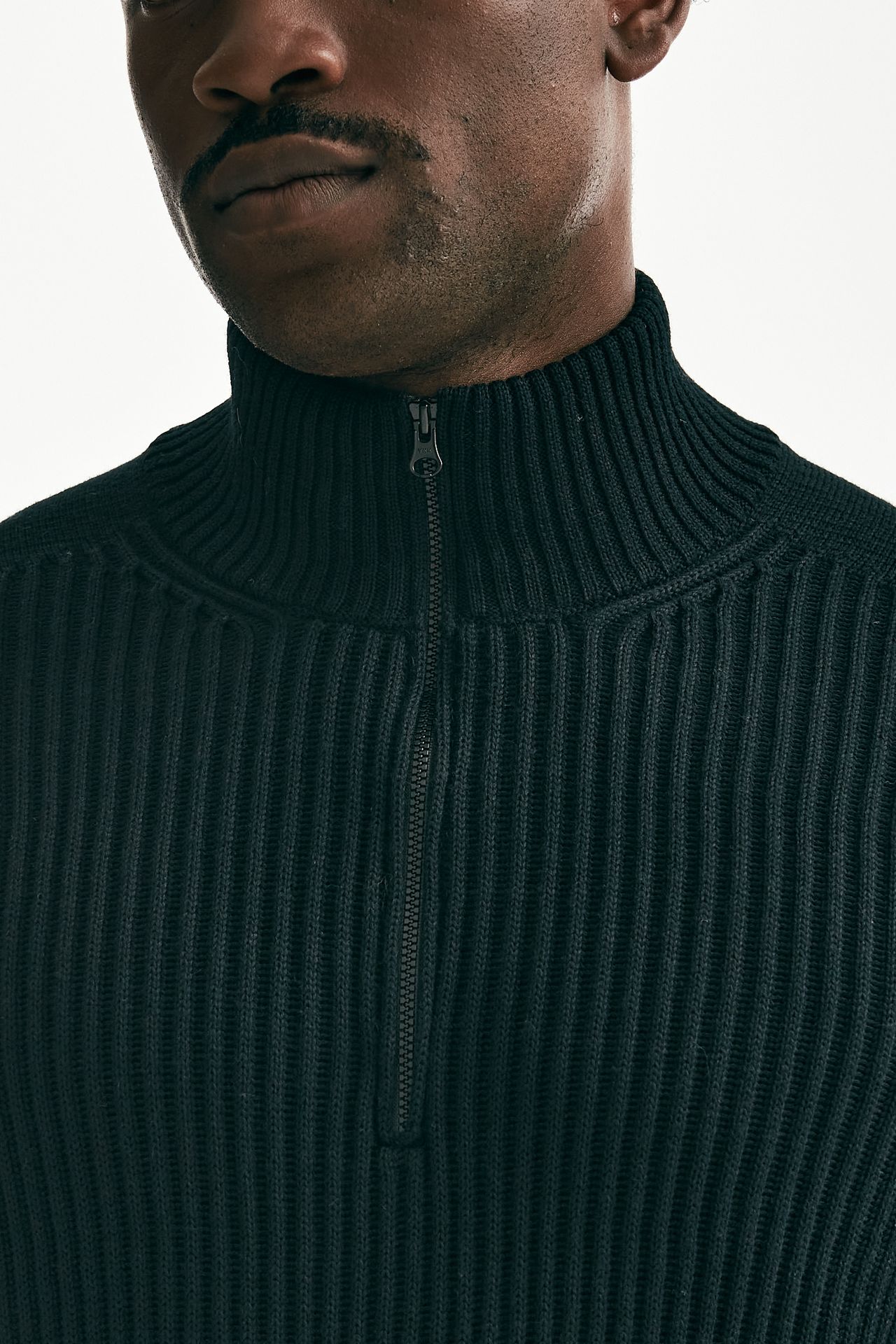 Maglia RE-WOOL HALF ZIP KNIT nero