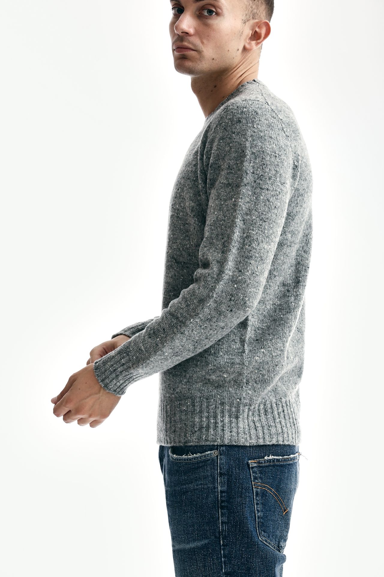 Maglia misto cashmere grigio chiaro