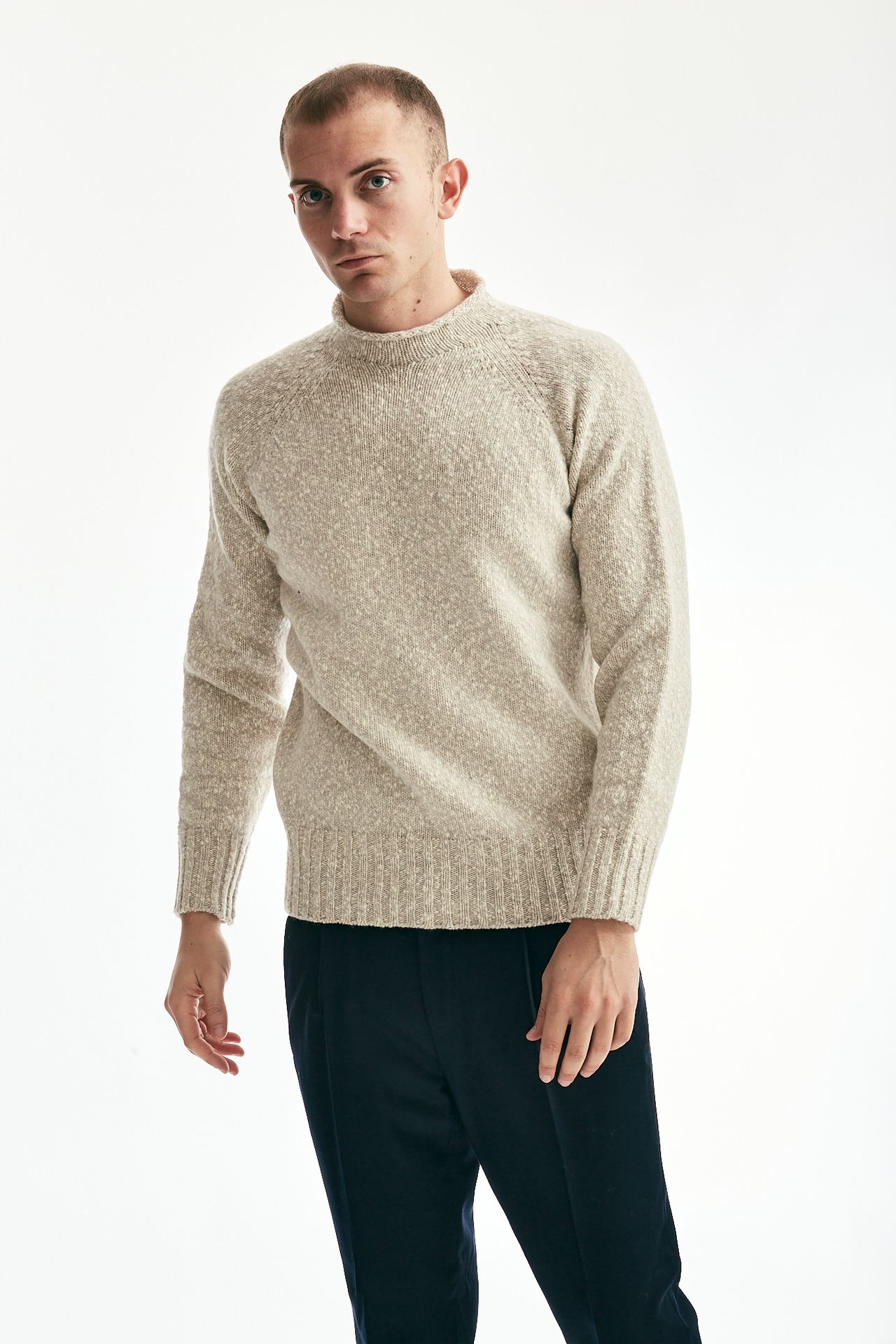 Maglia in lambswool beige melange