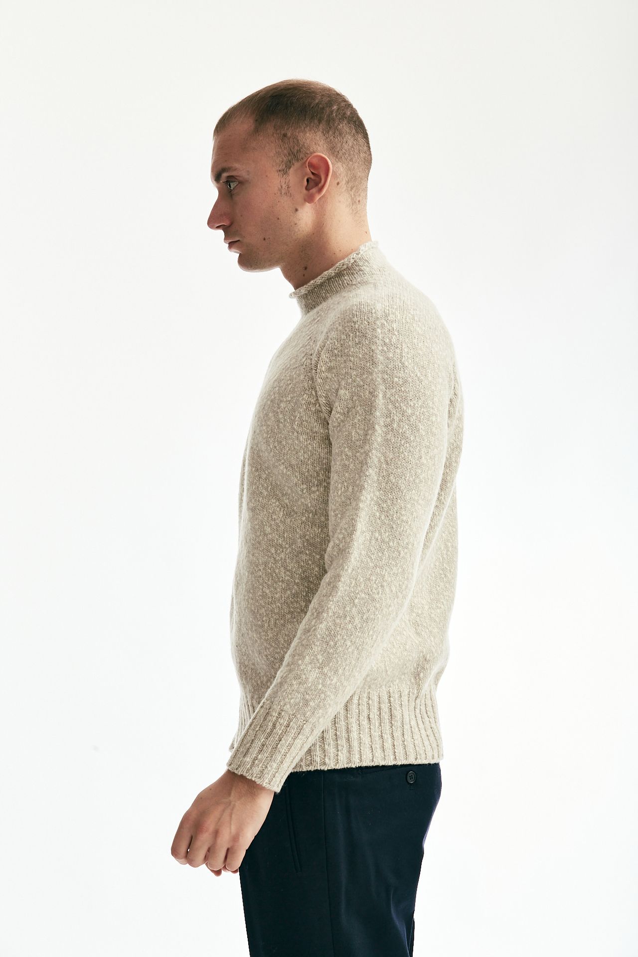 Maglia in lambswool beige melange