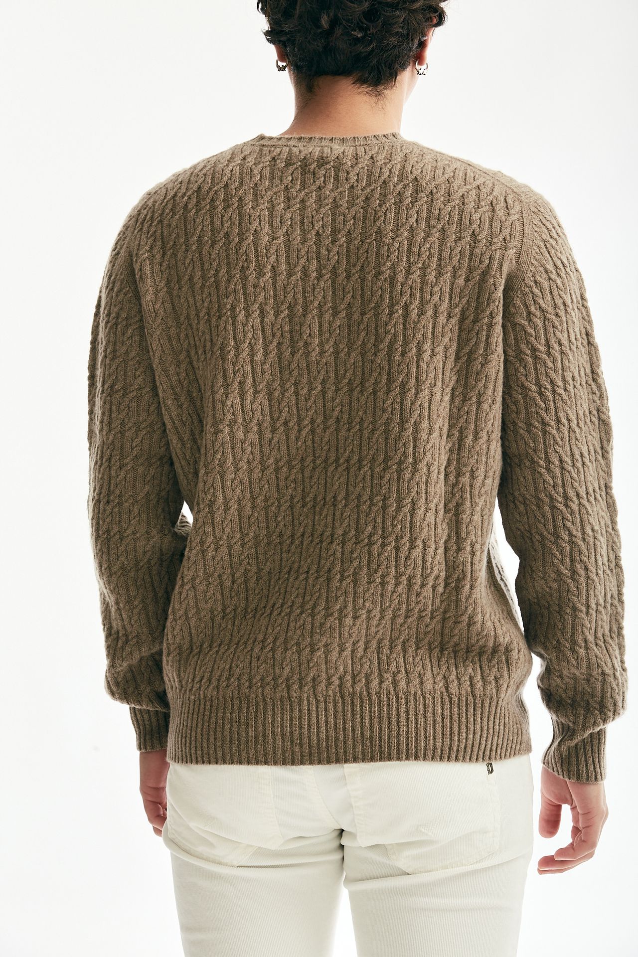 Maglia girocollo in lambswool cammello