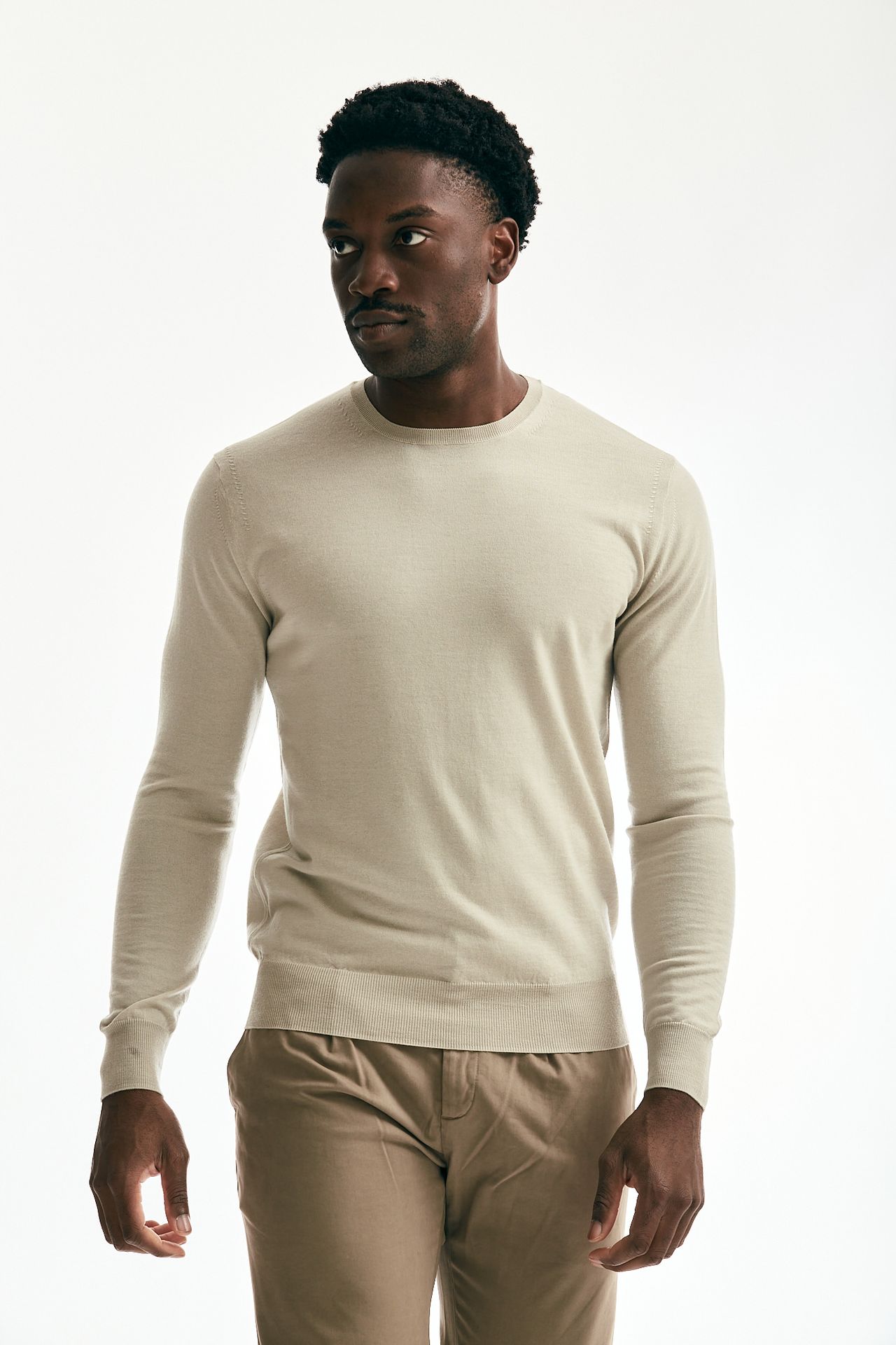 Maglia in lana rasata beige