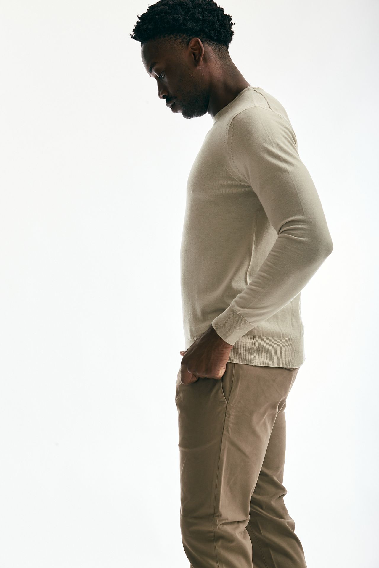 Maglia in lana rasata beige