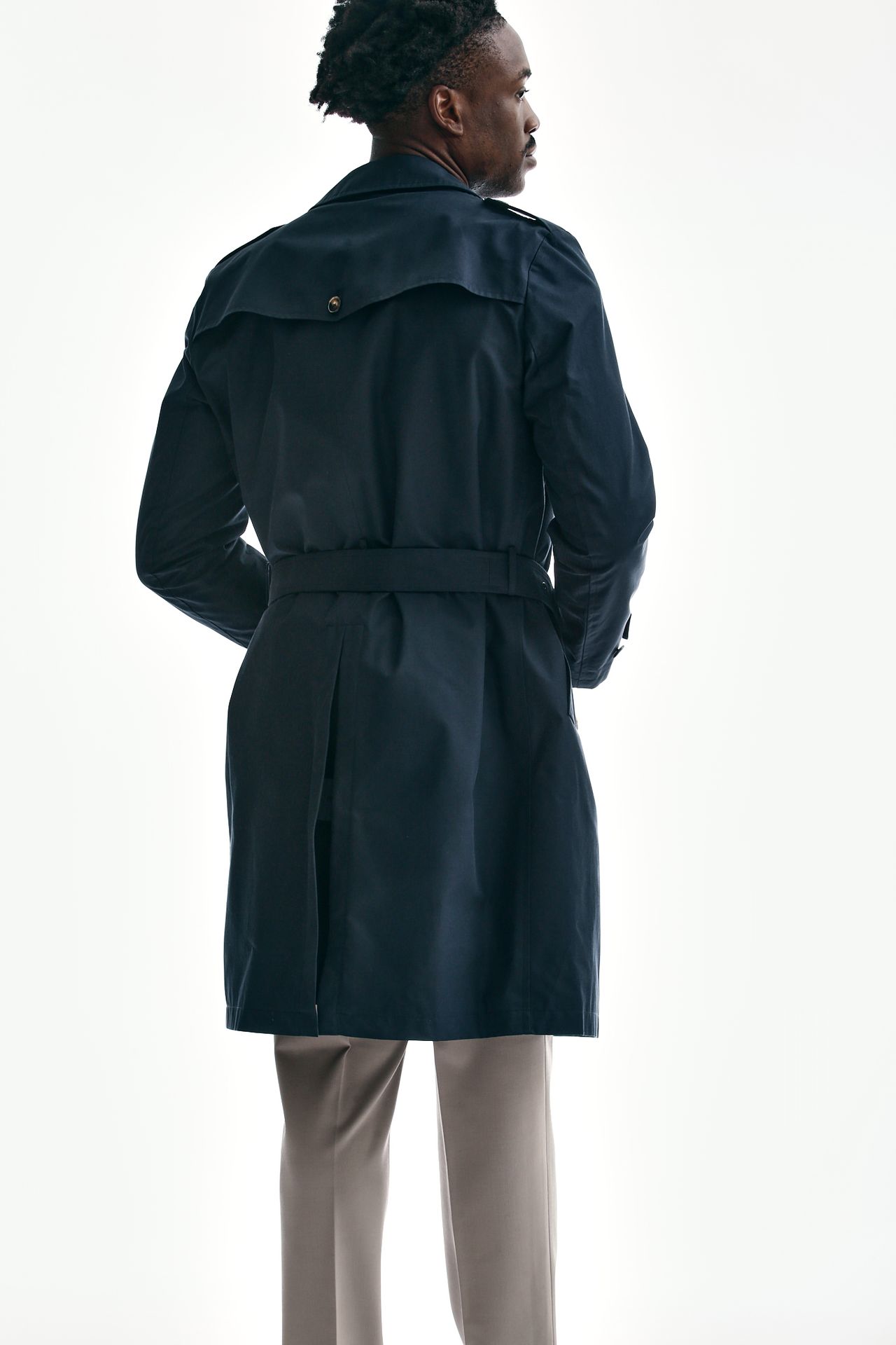 Trench in cotone tecnico blu