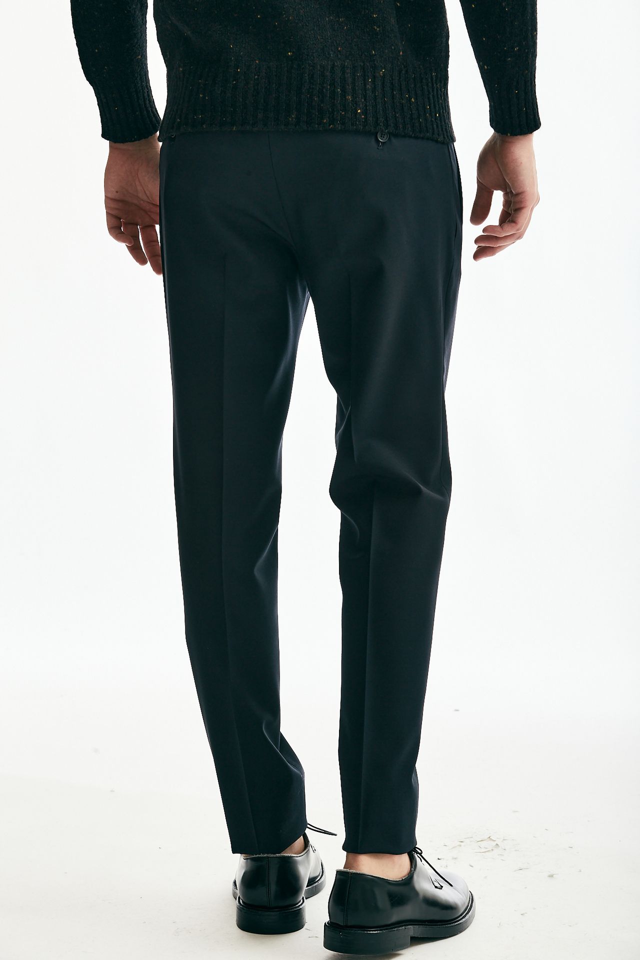 Pantalone stretch in lana blu