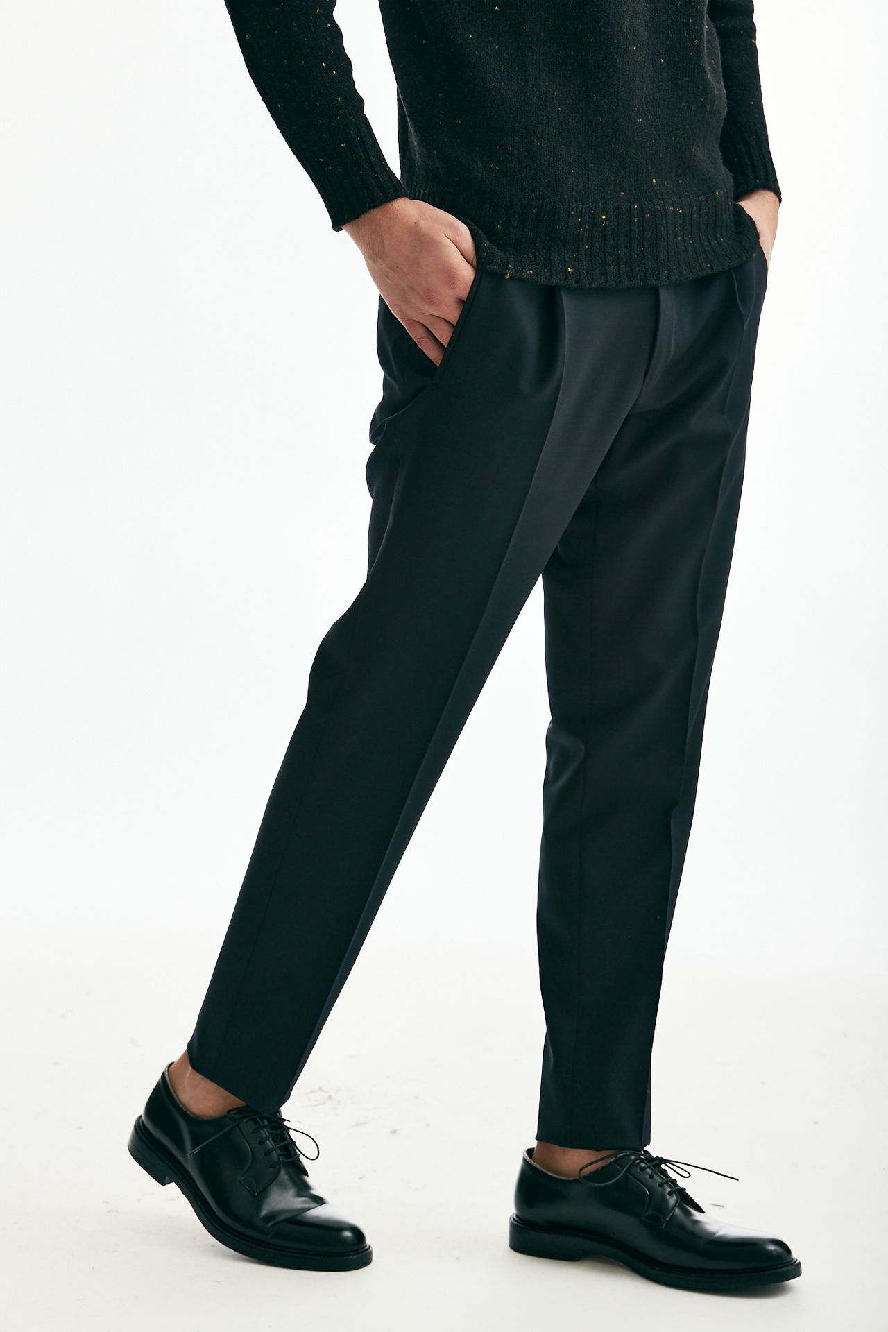 Pantalone stretch in lana blu