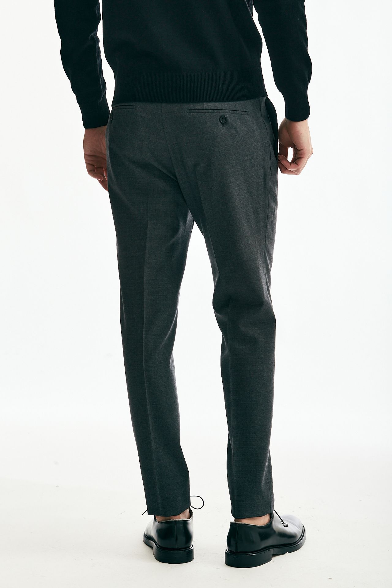 Pantalone stretch in lana grigio scuro