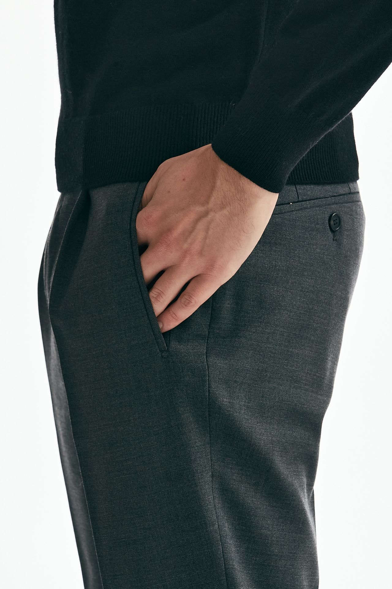 Pantalone stretch in lana grigio scuro