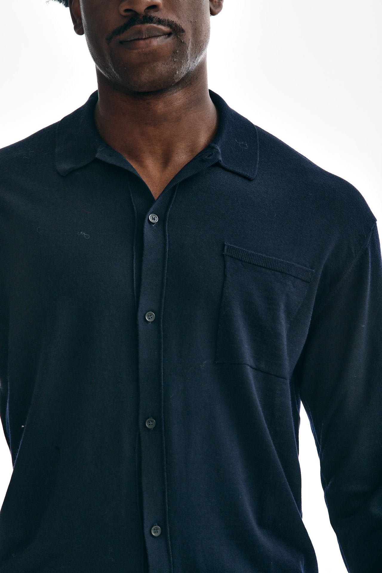 Polo camicia lana/cashmere blu