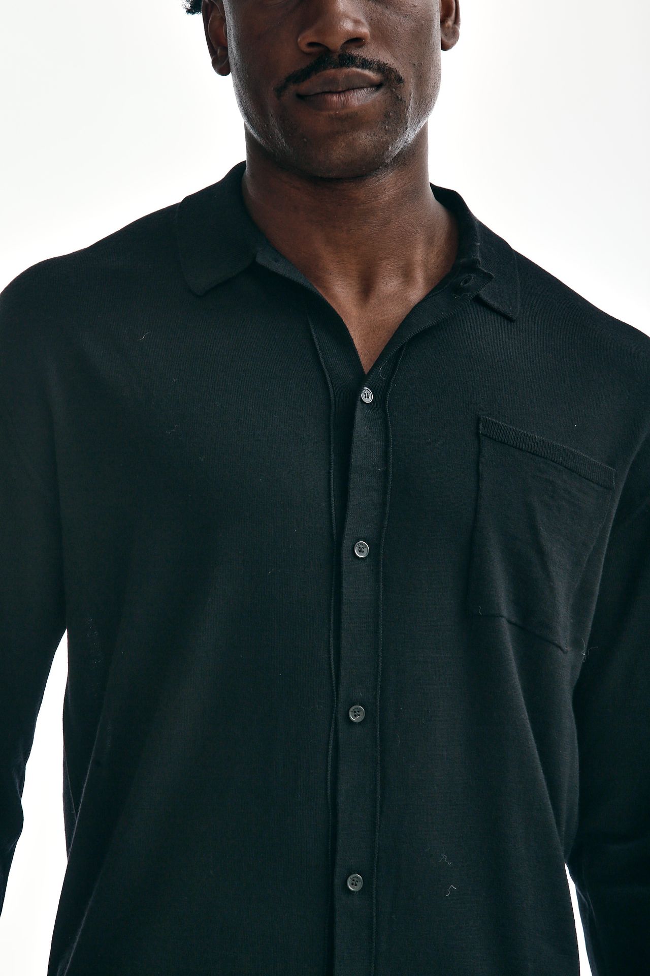 Polo camicia lana/cashmere nero