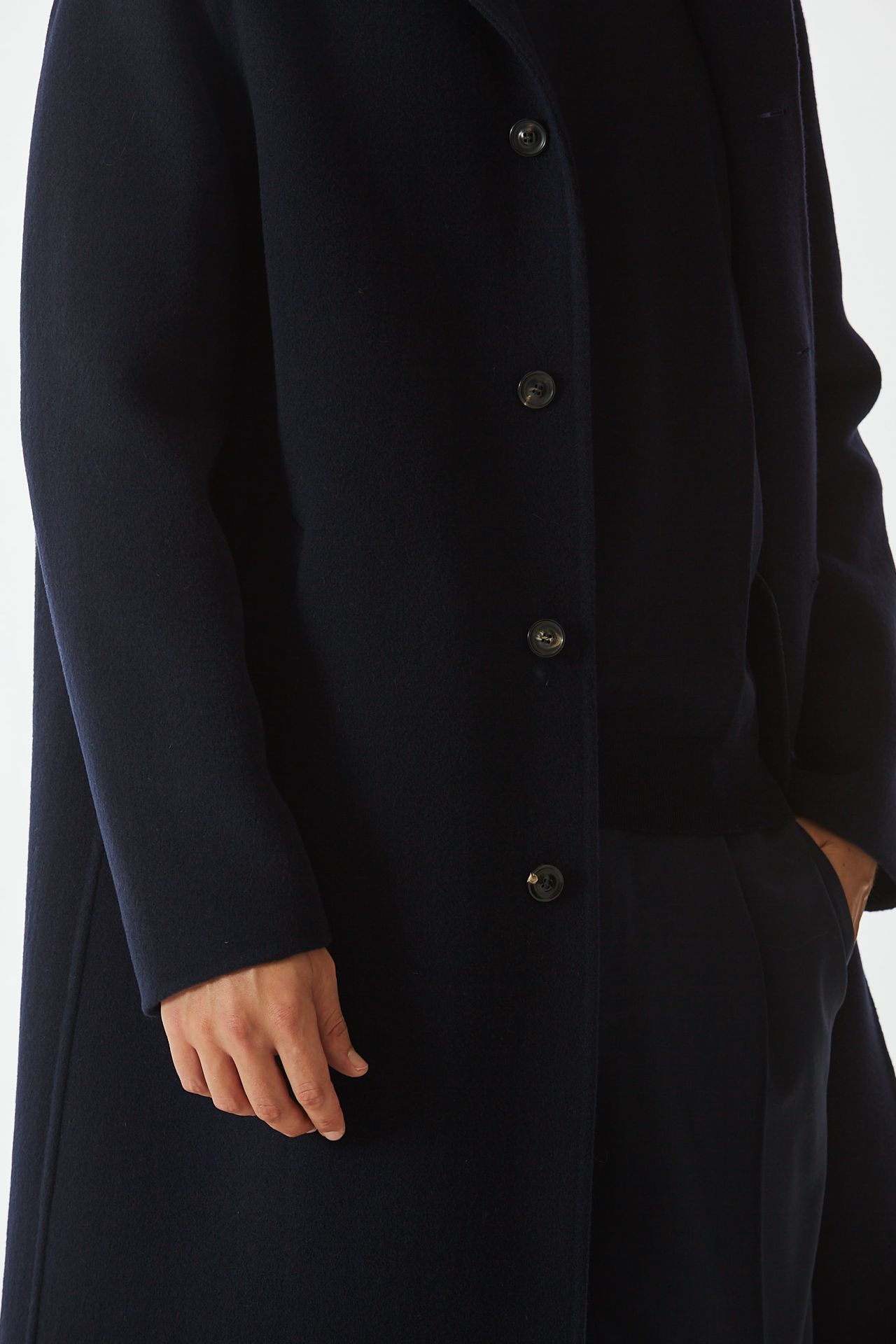 Cappotto monopetto lana e cashmere blu