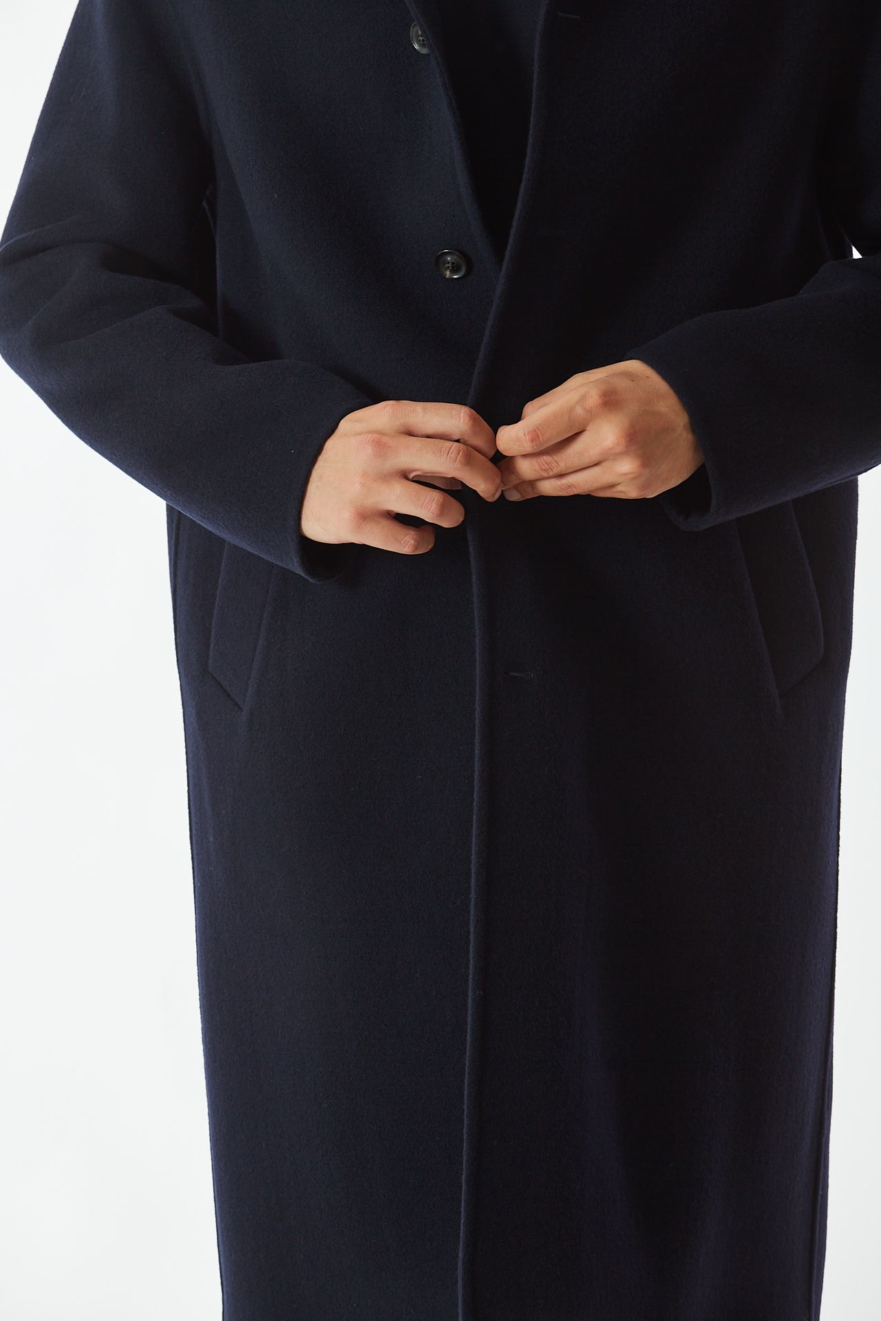 Cappotto monopetto lana e cashmere blu