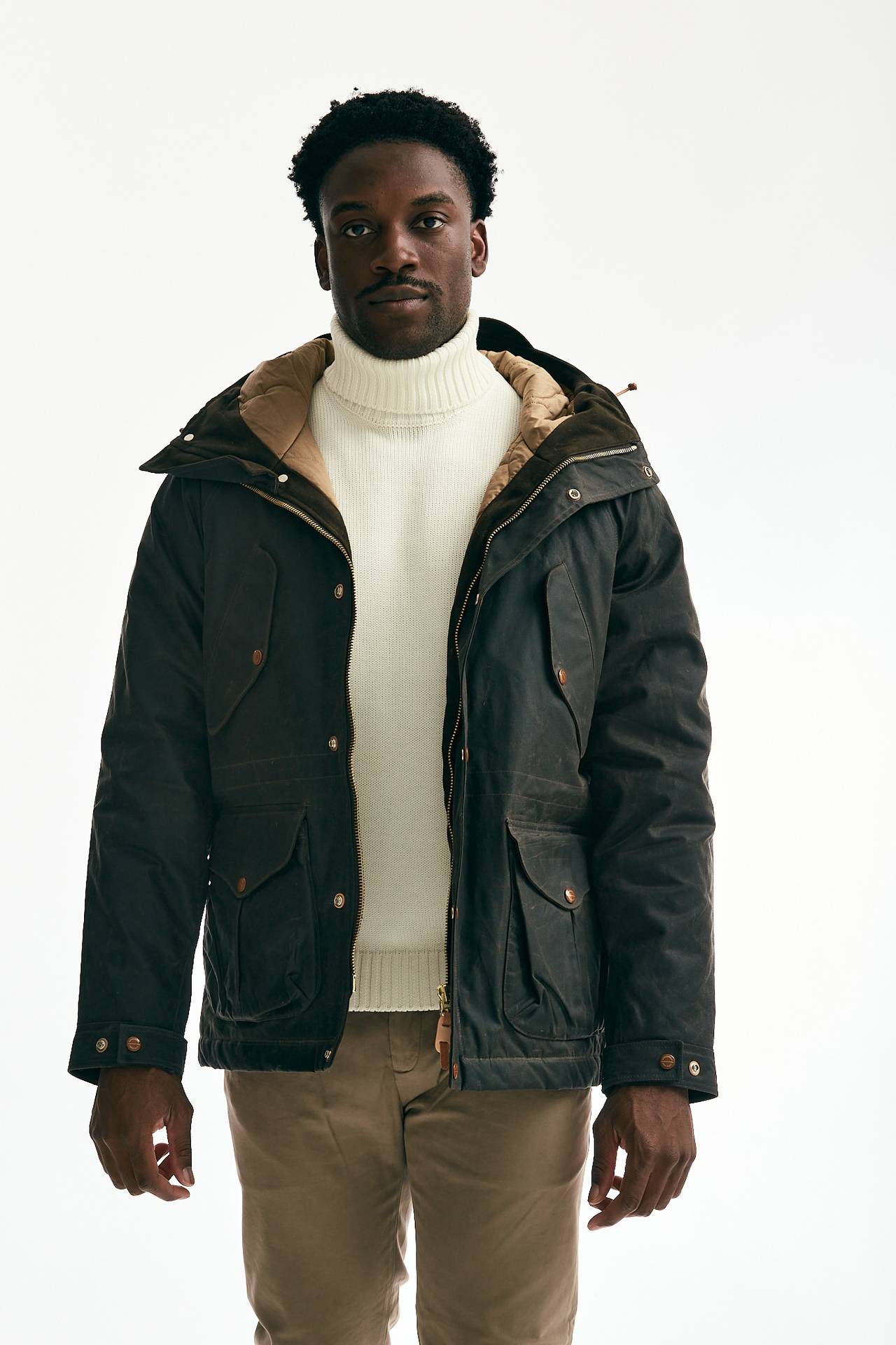 Parka FISHERMAN in cotone cerato marrone