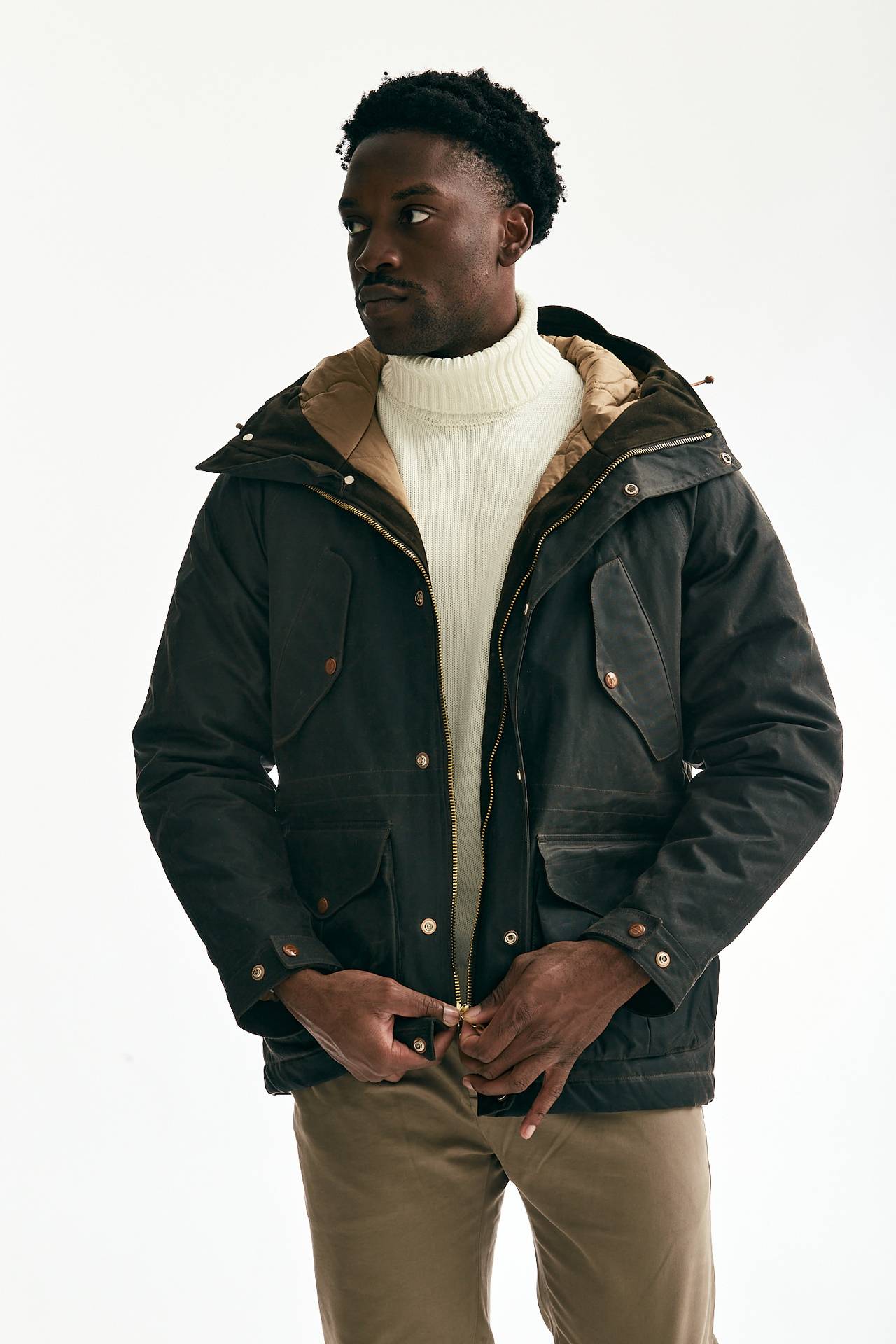 Parka FISHERMAN in cotone cerato marrone