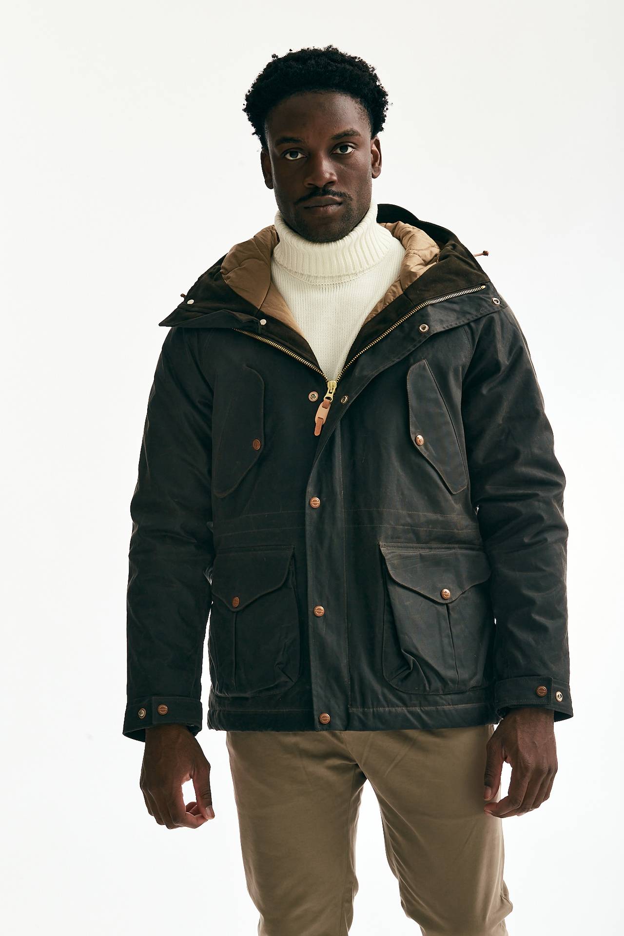 Parka FISHERMAN in cotone cerato marrone